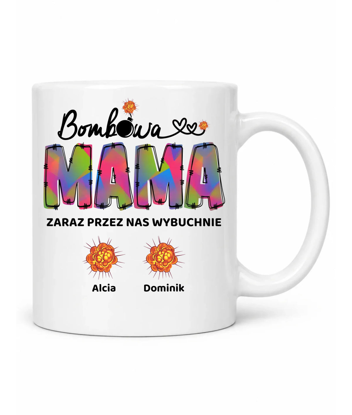 Kubek dla mamy z imionami dzieci - Bombowa mama - personalizowany DM53