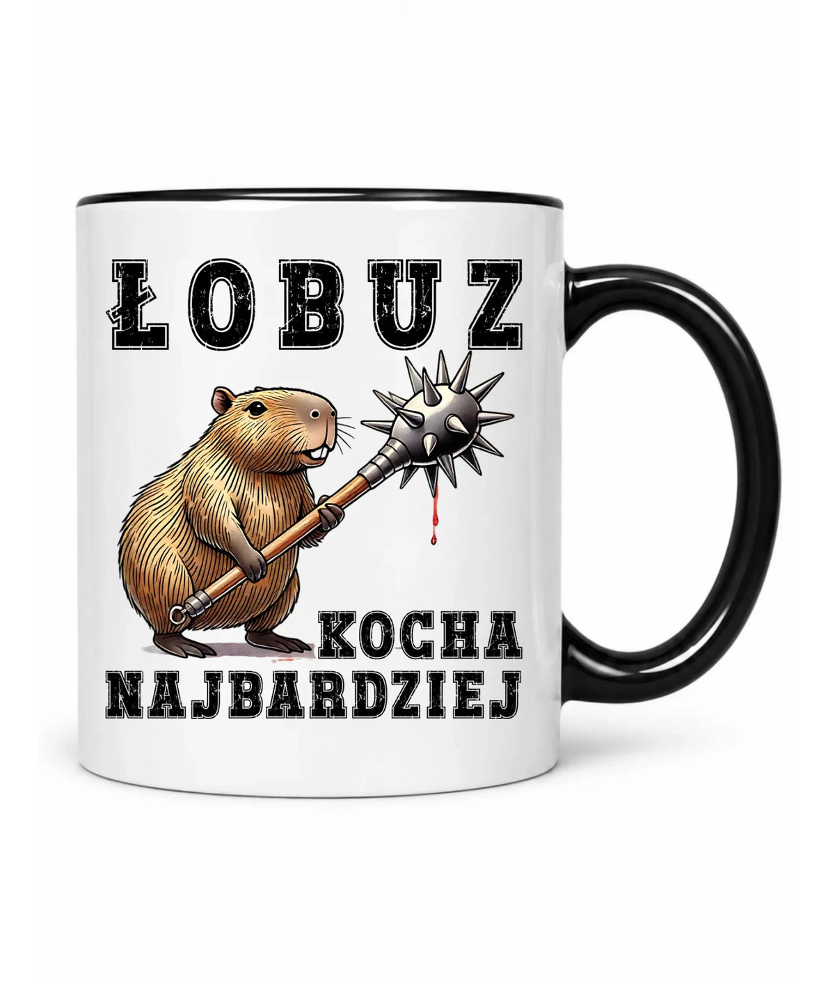 Kubek - prezent dla chłopaka - Łobuz kapibara z maczugą DCH17