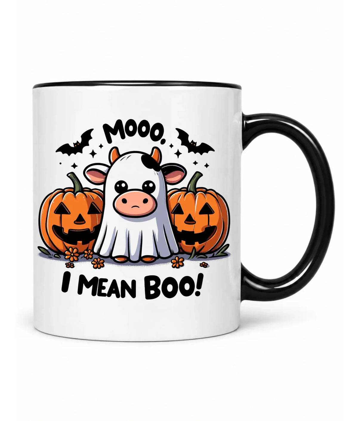 Kubek na Halloween - Mooo I mean Boo! - z dynią i duchem HL14