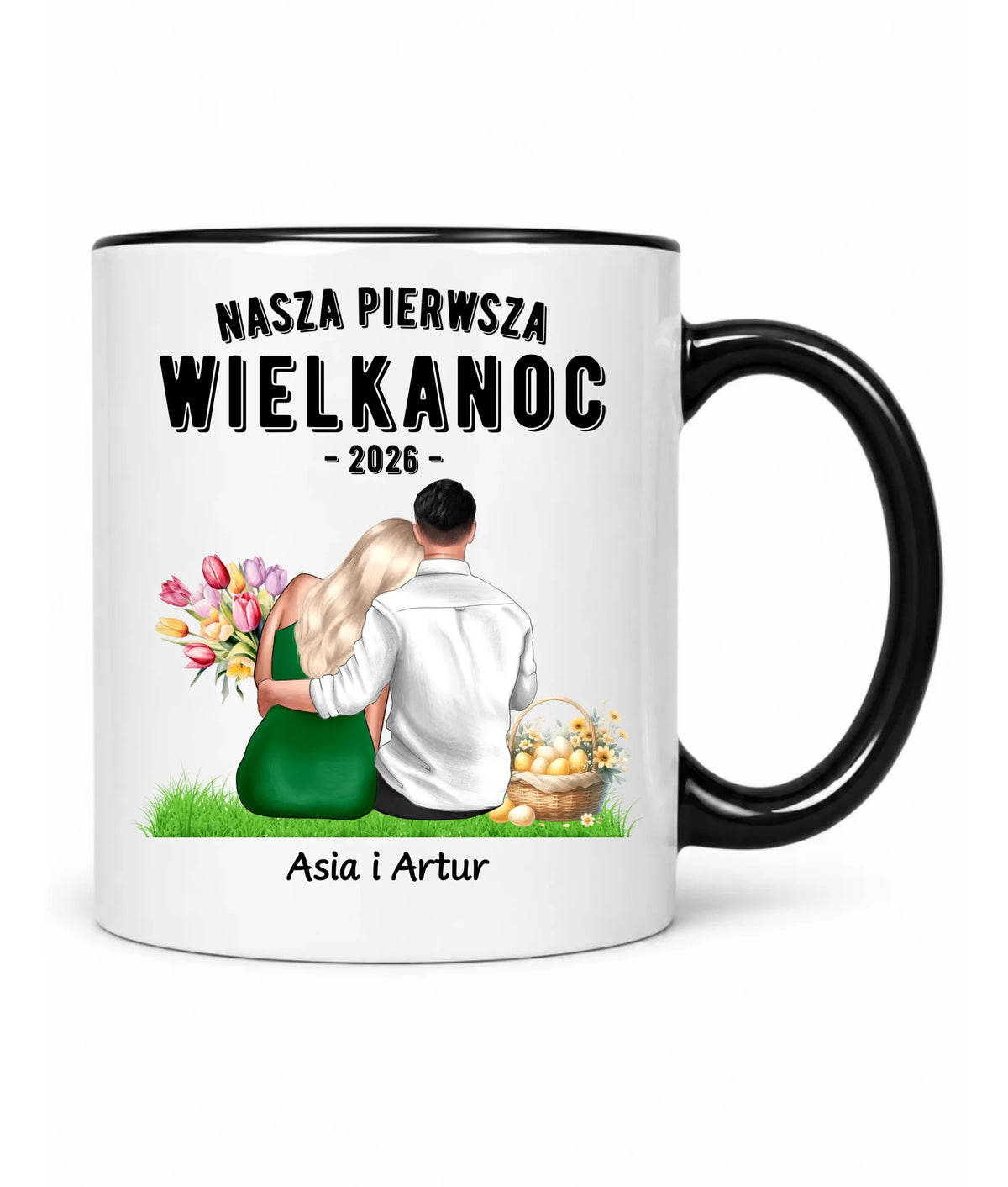 Kubek wielkanocny dla par - Nasza pierwsza Wielkanoc - personalizowany WN16