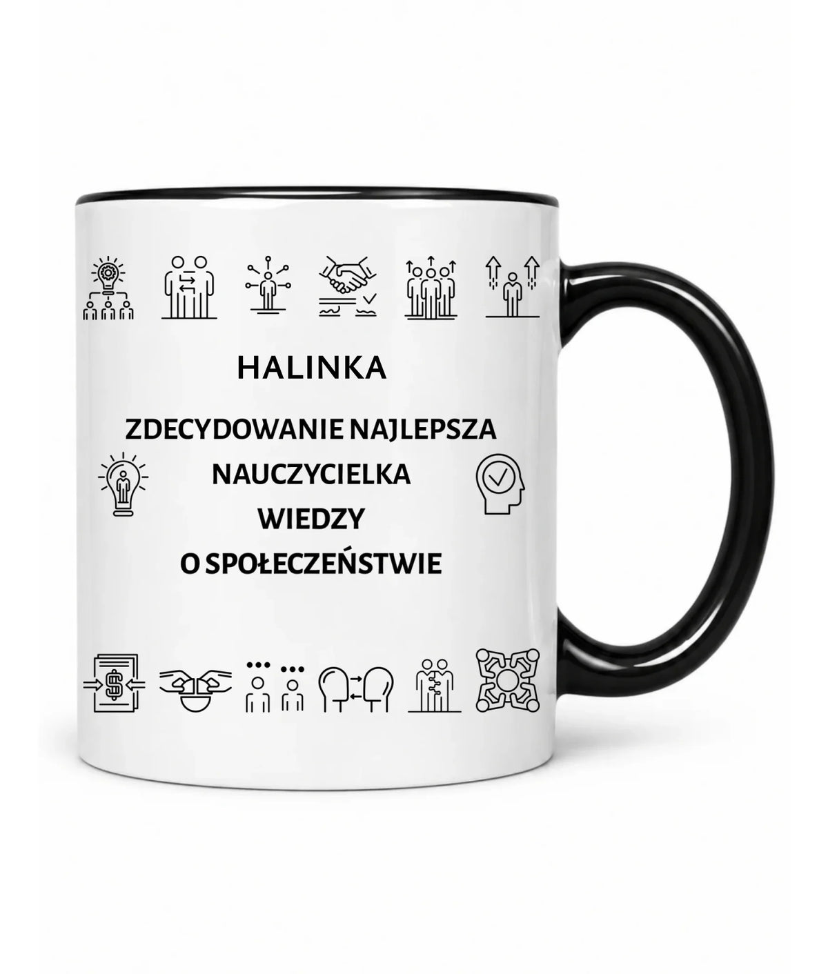Kubek z imieniem dla nauczyciela i nauczycielki - Wiedza o społeczeństwie WOS N59