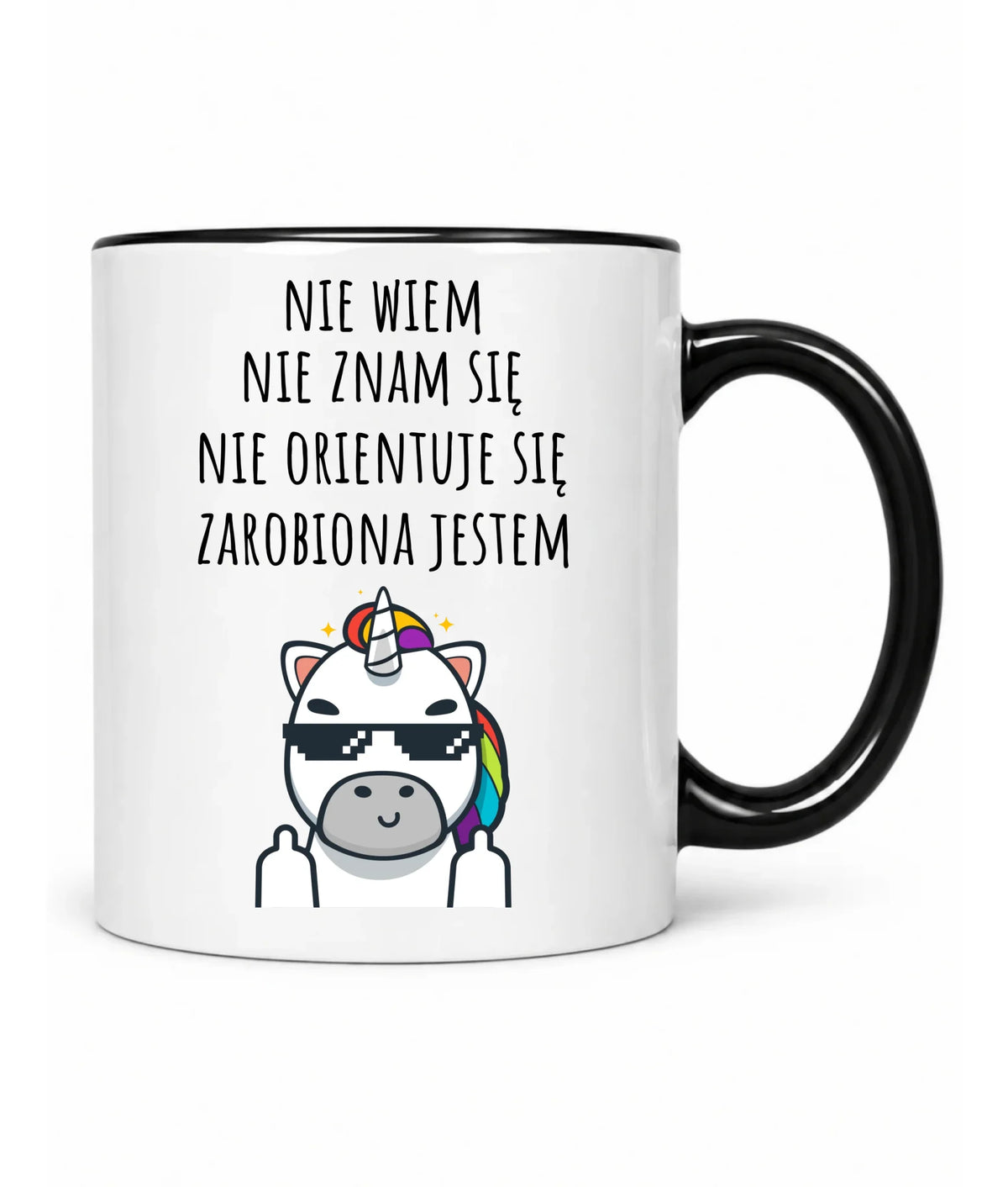 Śmieszny kubek z napisem - Nie wiem, nie znam się, zarobiona jestem DZ05
