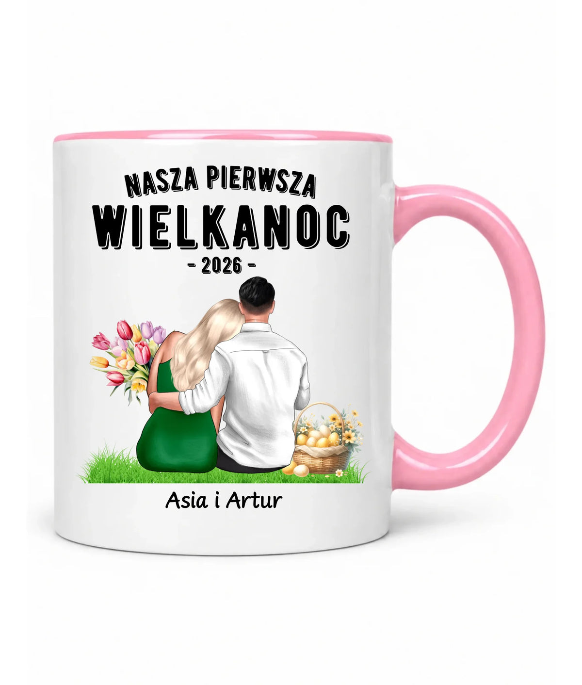 Kubek wielkanocny dla par - Nasza pierwsza Wielkanoc - personalizowany WN16