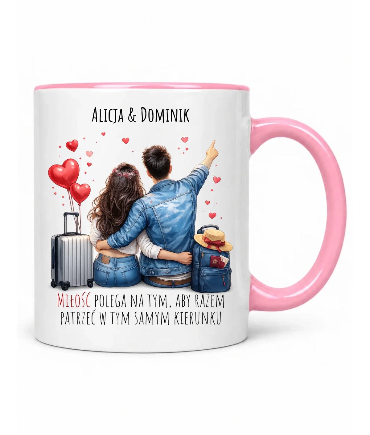 Kubek dla par - Para w podróży miłość - personalizowany W12