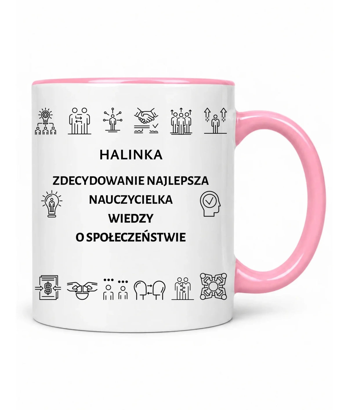 Kubek z imieniem dla nauczyciela i nauczycielki - Wiedza o społeczeństwie WOS N59