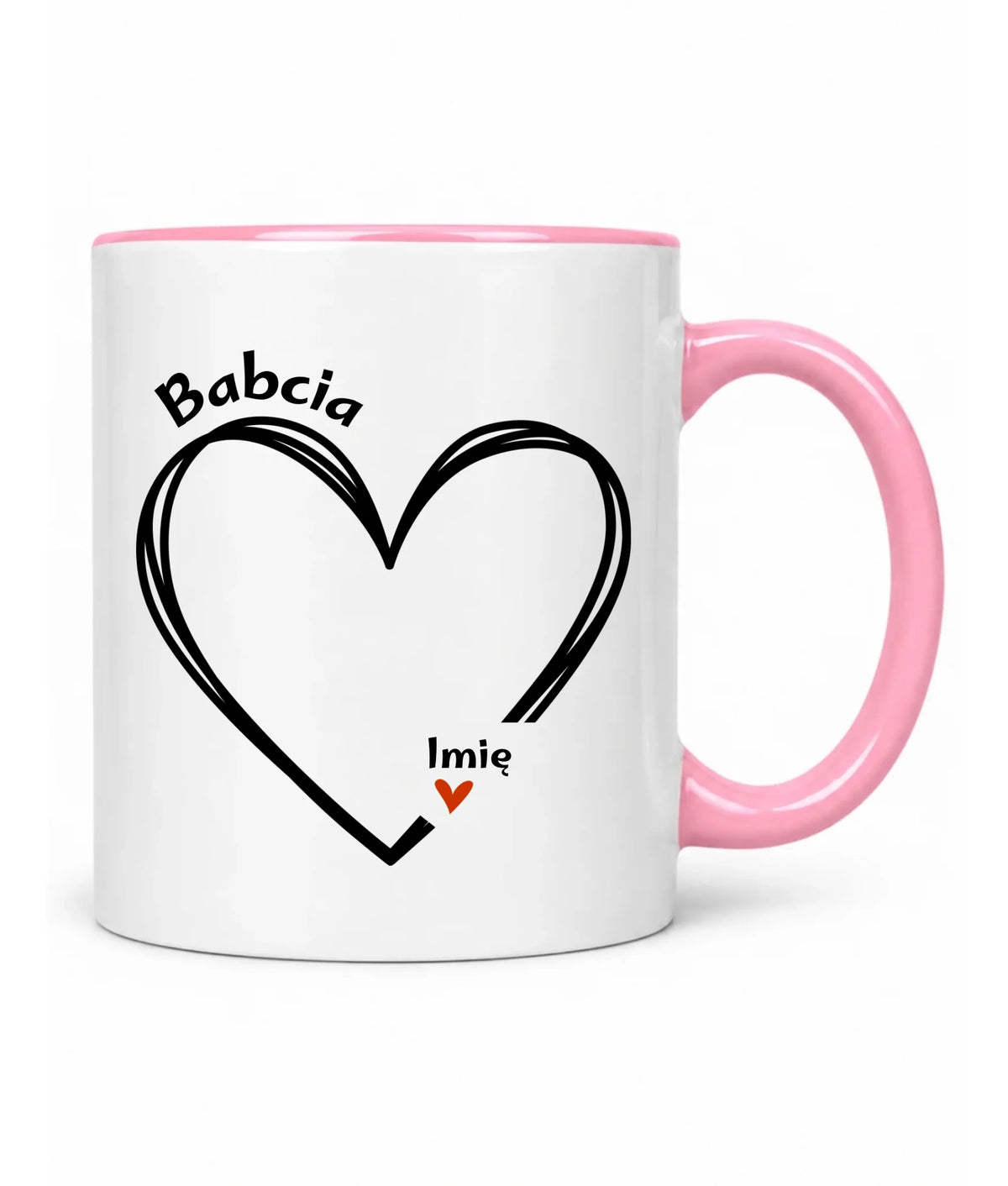 Kubek dla babci - Serce z imionami wnuków 1-7 - personalizowany B26