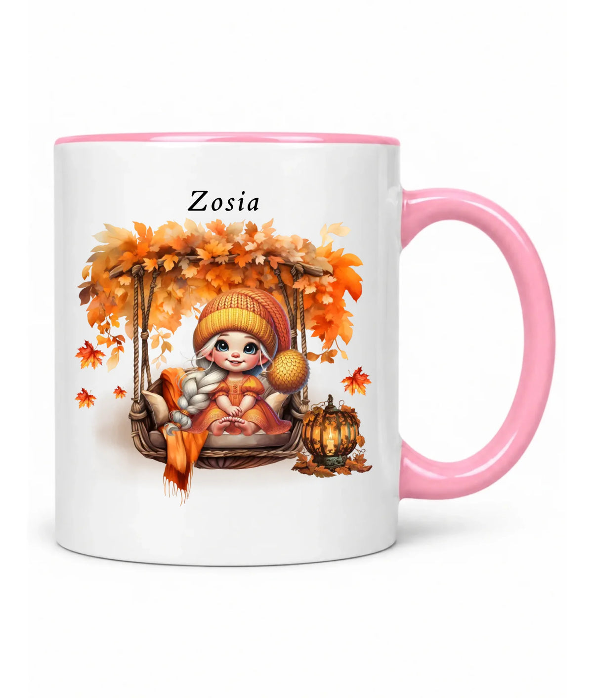 Kubek jesieniara - Dziewczynka z liśćmi - personalizowany JS17