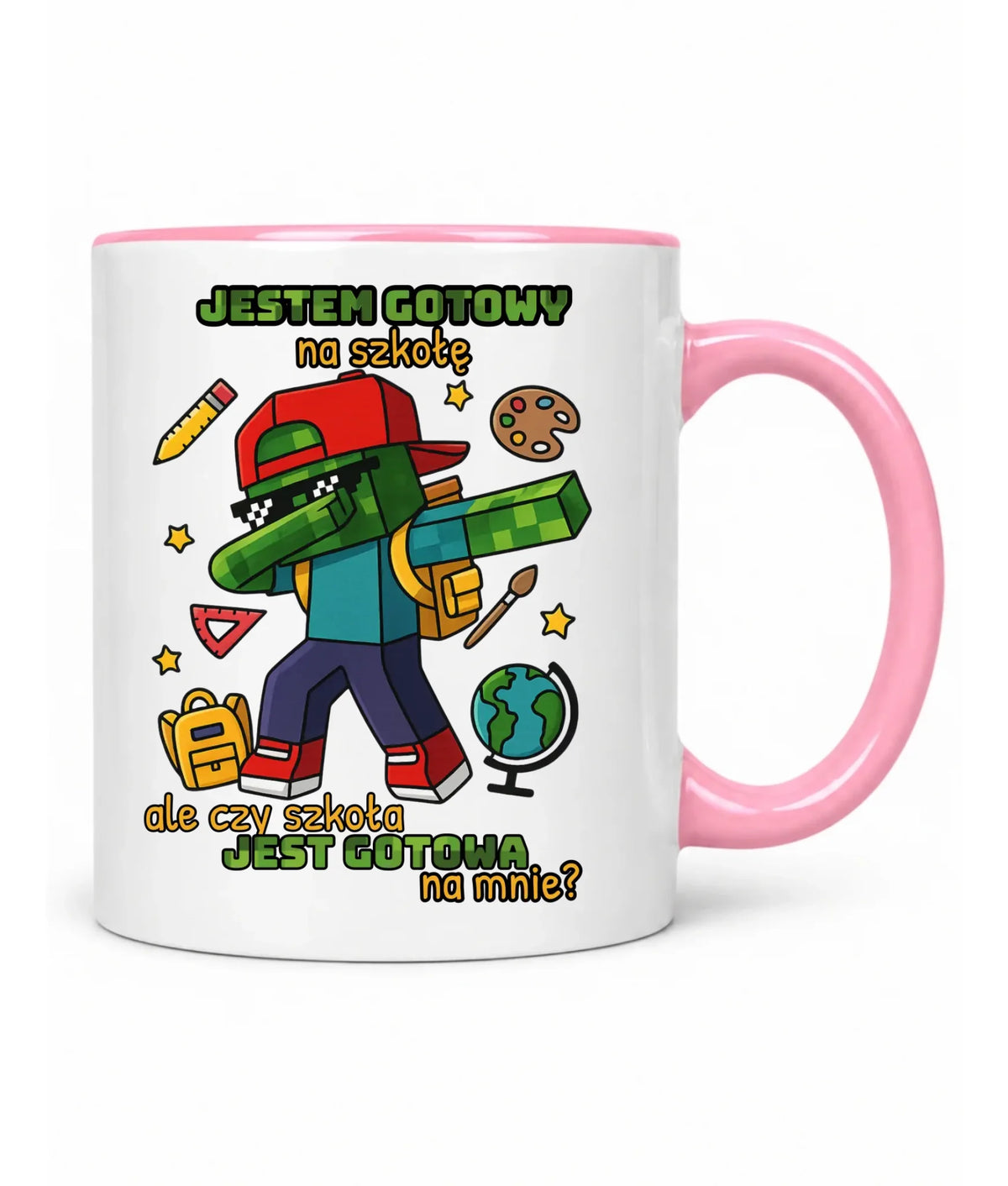 Kubek inspirowany Minecraft'em Jestem gotowy na szkołę SZ05