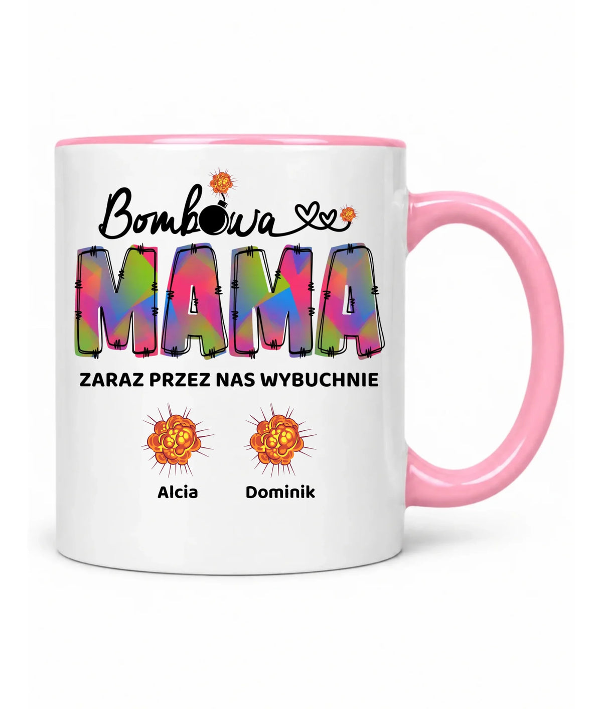 Kubek dla mamy z imionami dzieci - Bombowa mama - personalizowany DM53