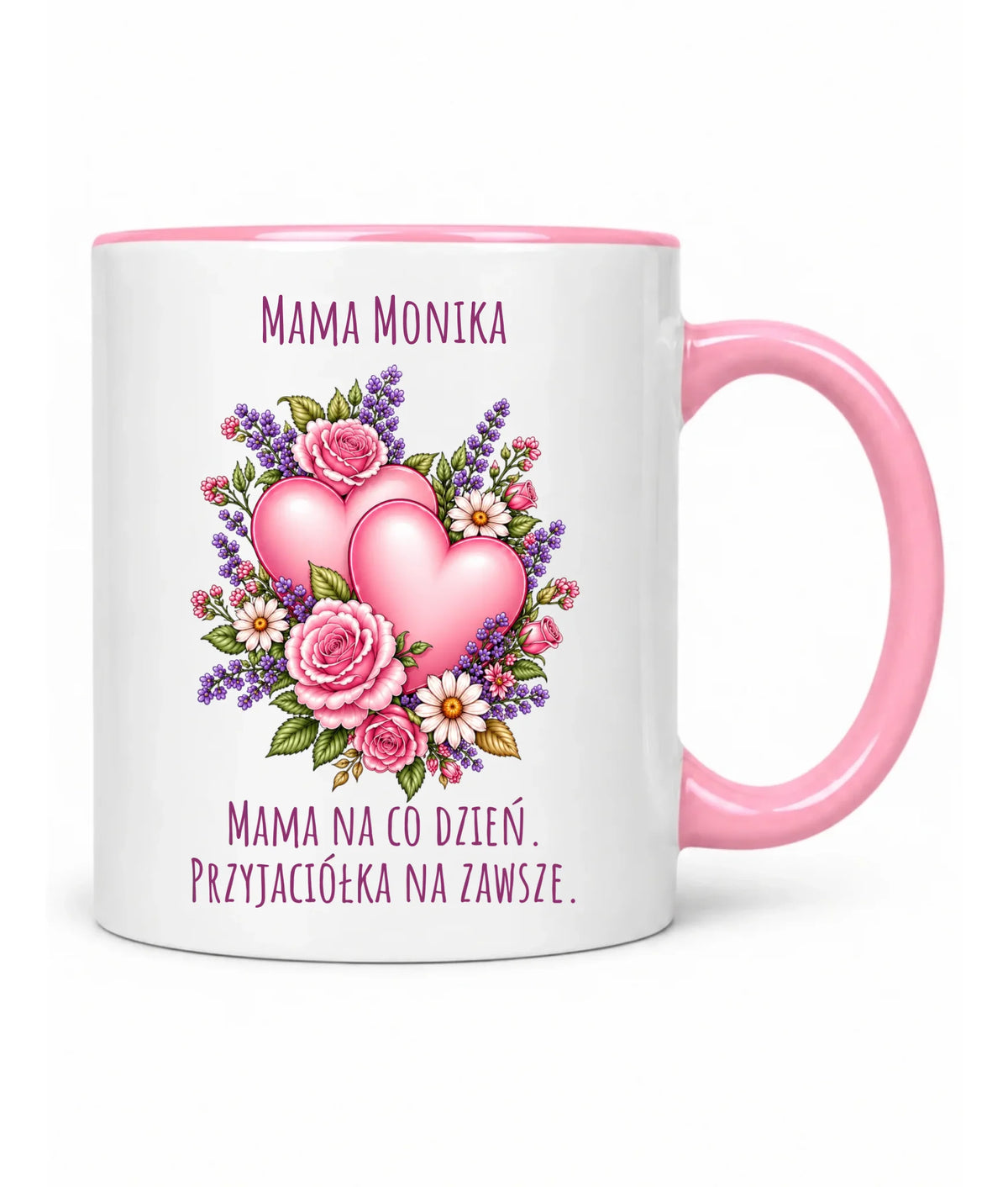 Kubek dla mamy - Bukiet z sercami przyjaciółka - personalizowany DM39