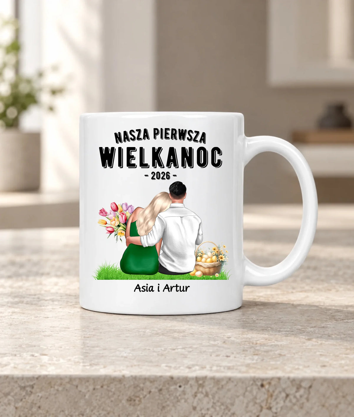 Kubek wielkanocny dla par - Nasza pierwsza Wielkanoc - personalizowany WN16