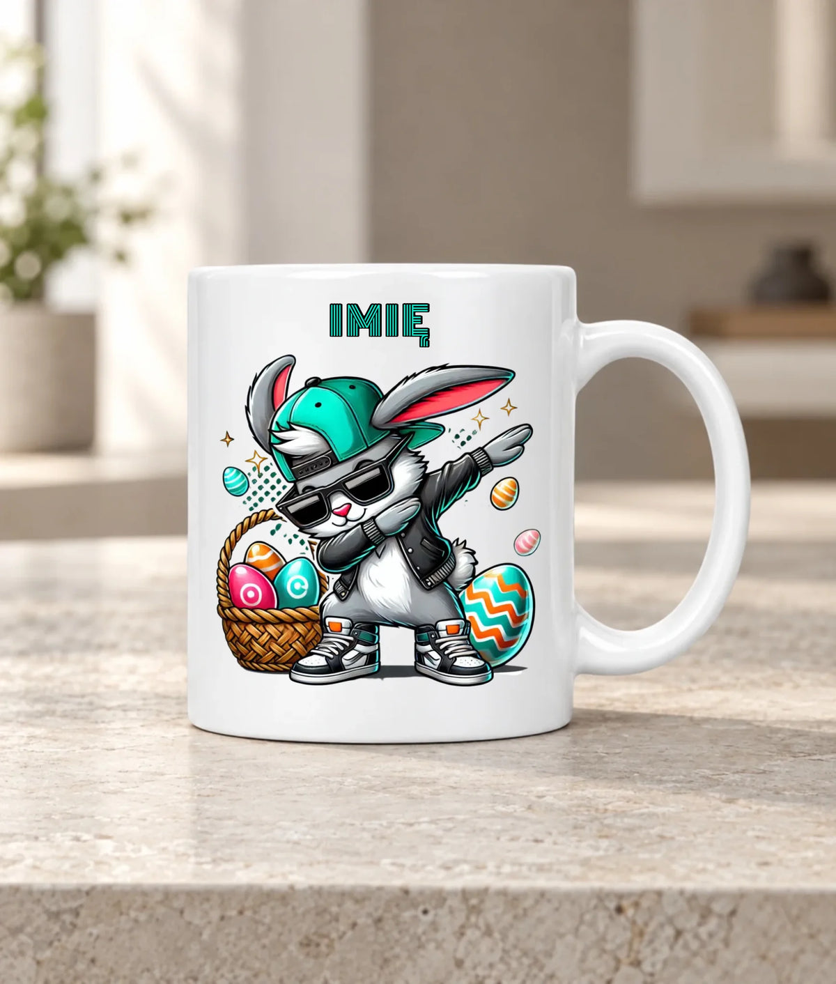 Kubek na Wielkanoc - Zajączek Dab dance - personalizowany WN09