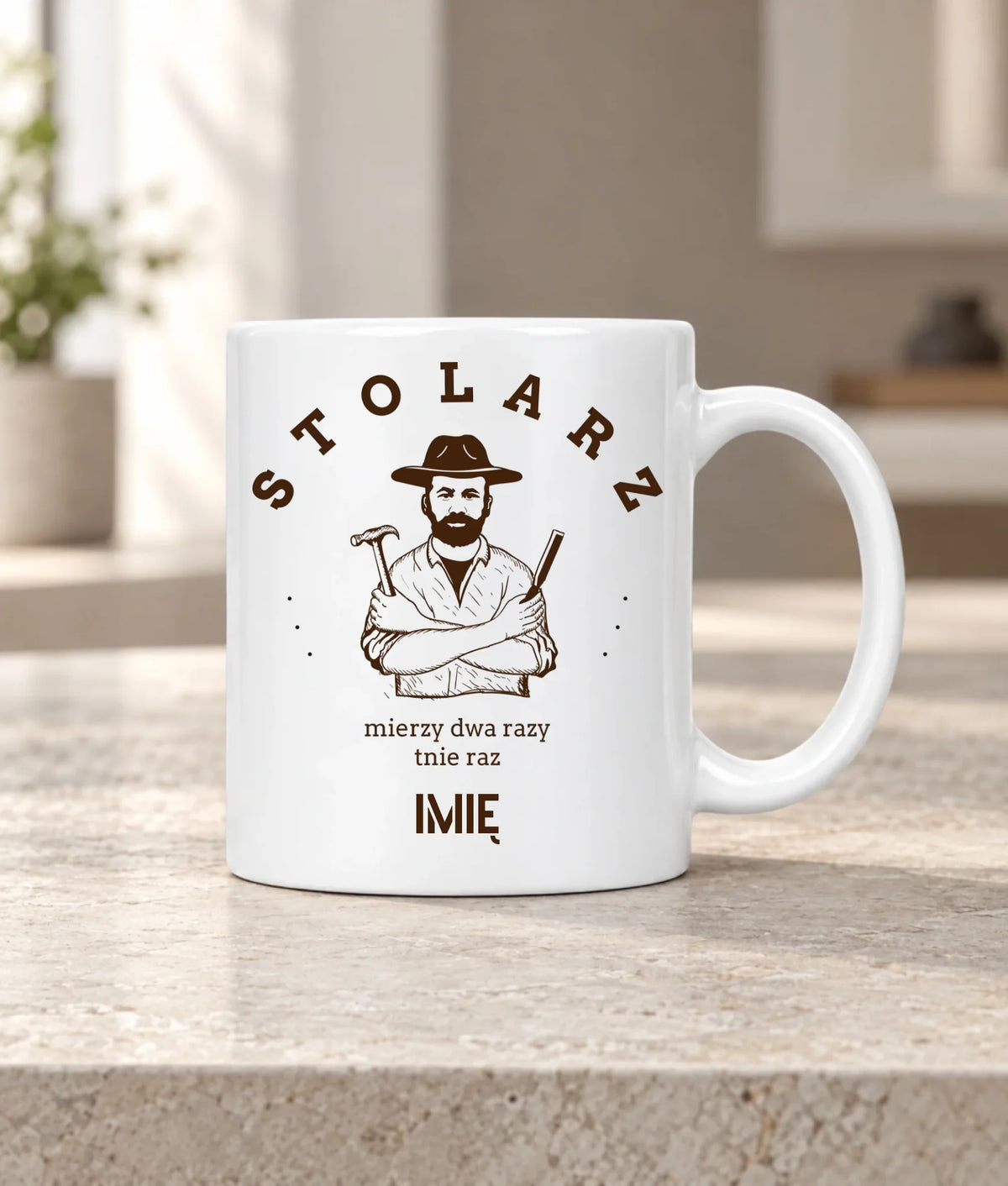 Kubek dla stolarza - Mierzy dwa razy tnie raz - personalizowany ZS02