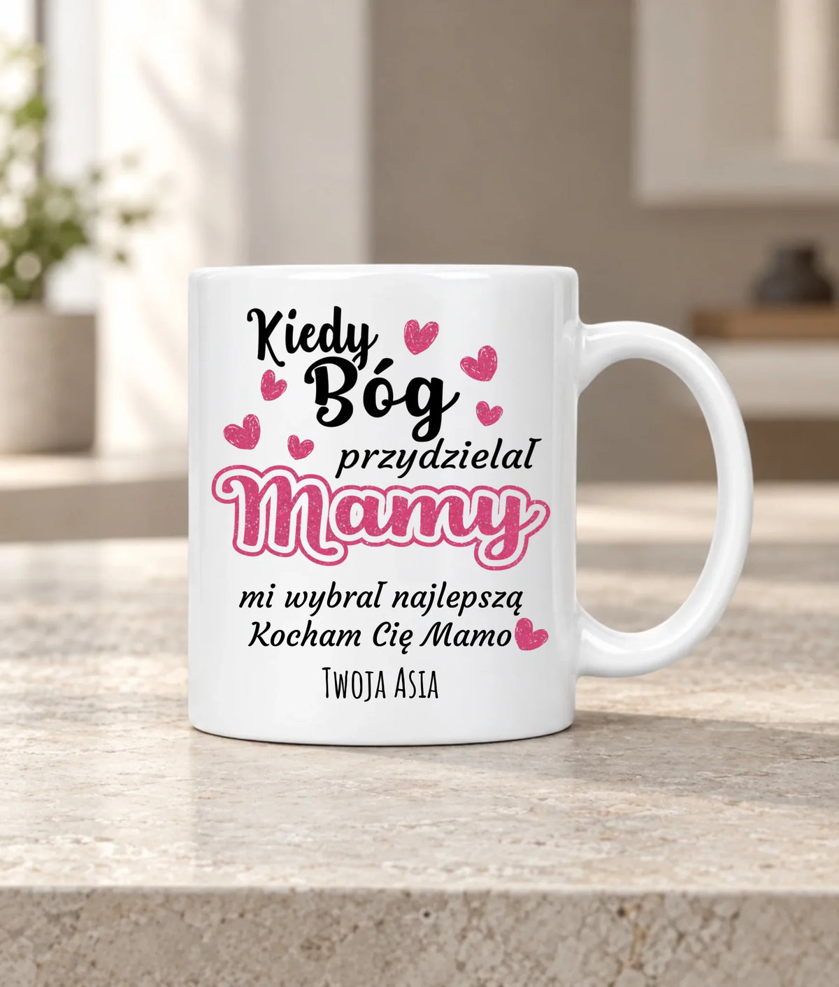 Kubek dla mamy - Kiedy Bóg przydzielał mamy - personalizowany DM01