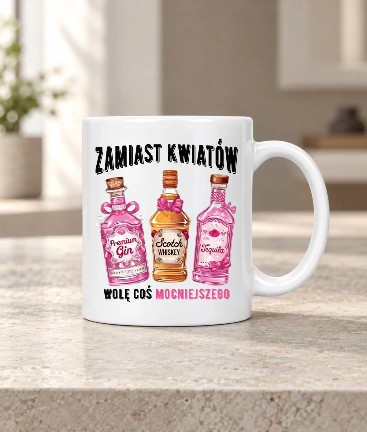 Kubek dla niej - Zamiast kwiatów wolę coś mocniejszego W42