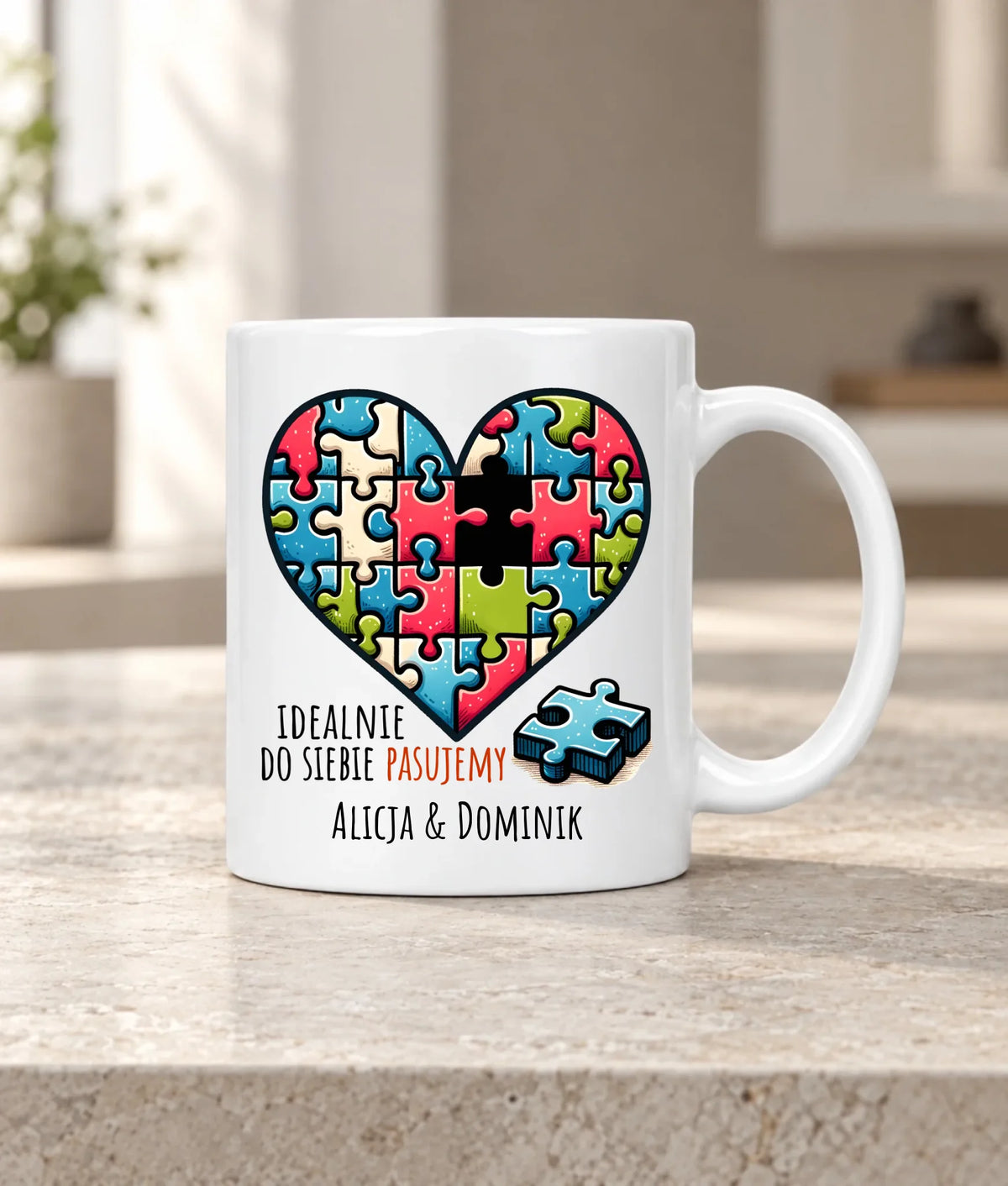 Kubek dla par - Idealnie do siebie pasujemy - personalizowany W44