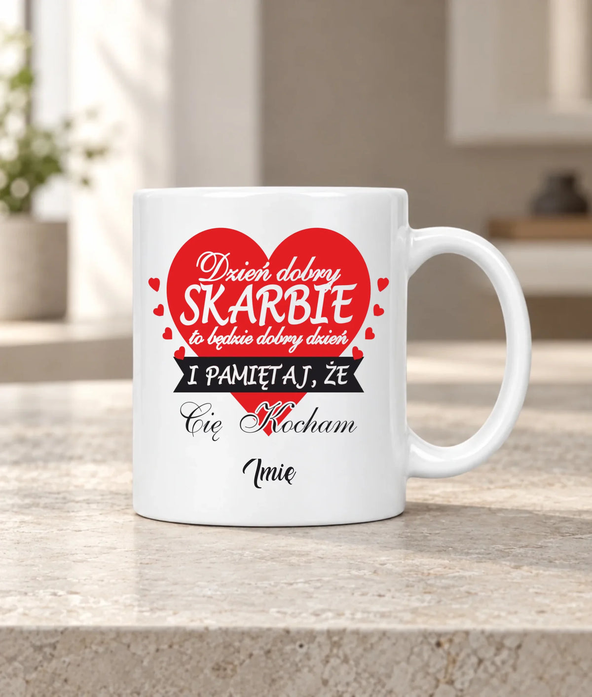 Kubek dla par - Dzień dobry Skarbie - personalizowany W02