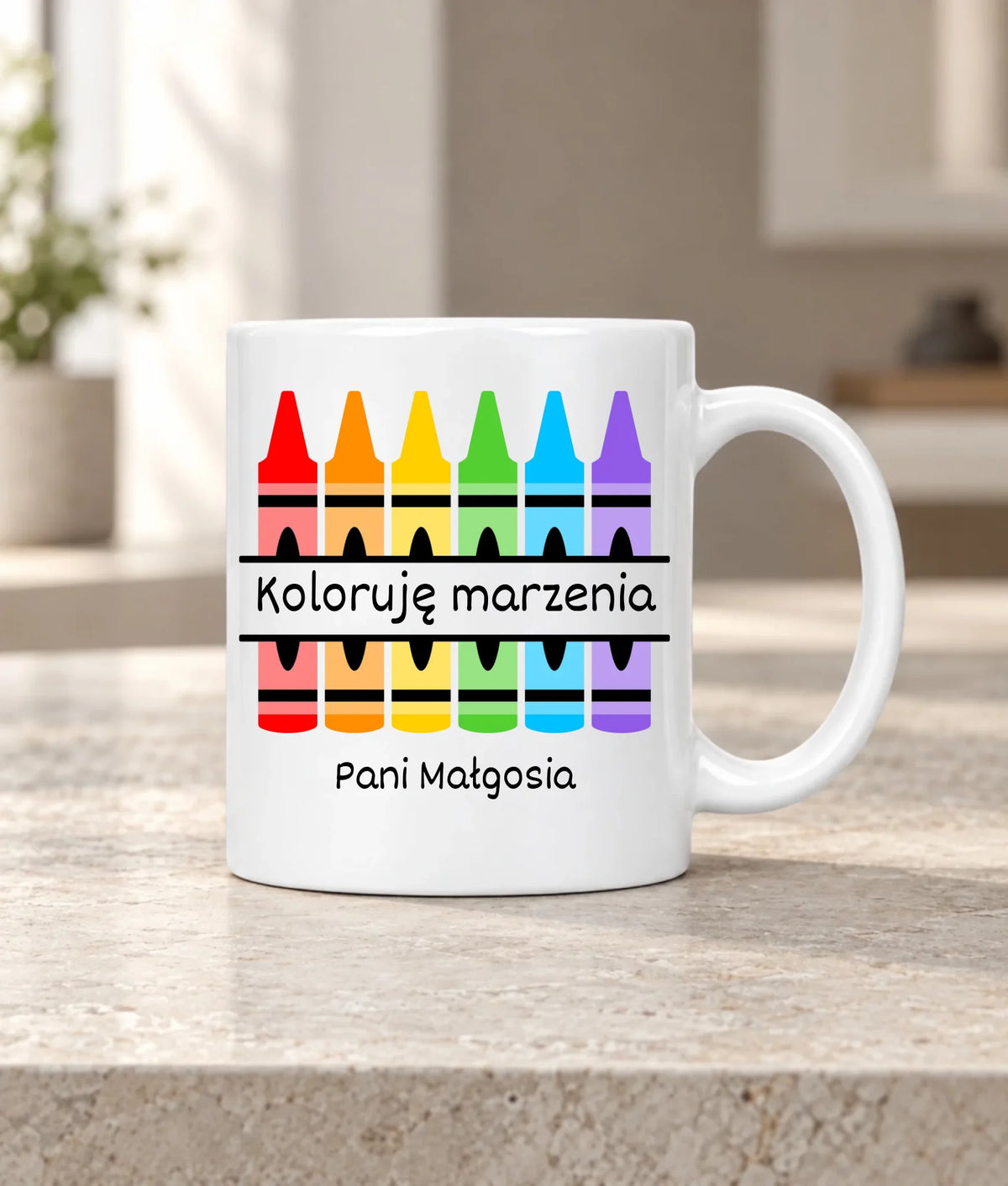 Kubek z imieniem dla nauczycielki koloruję marzenia N69