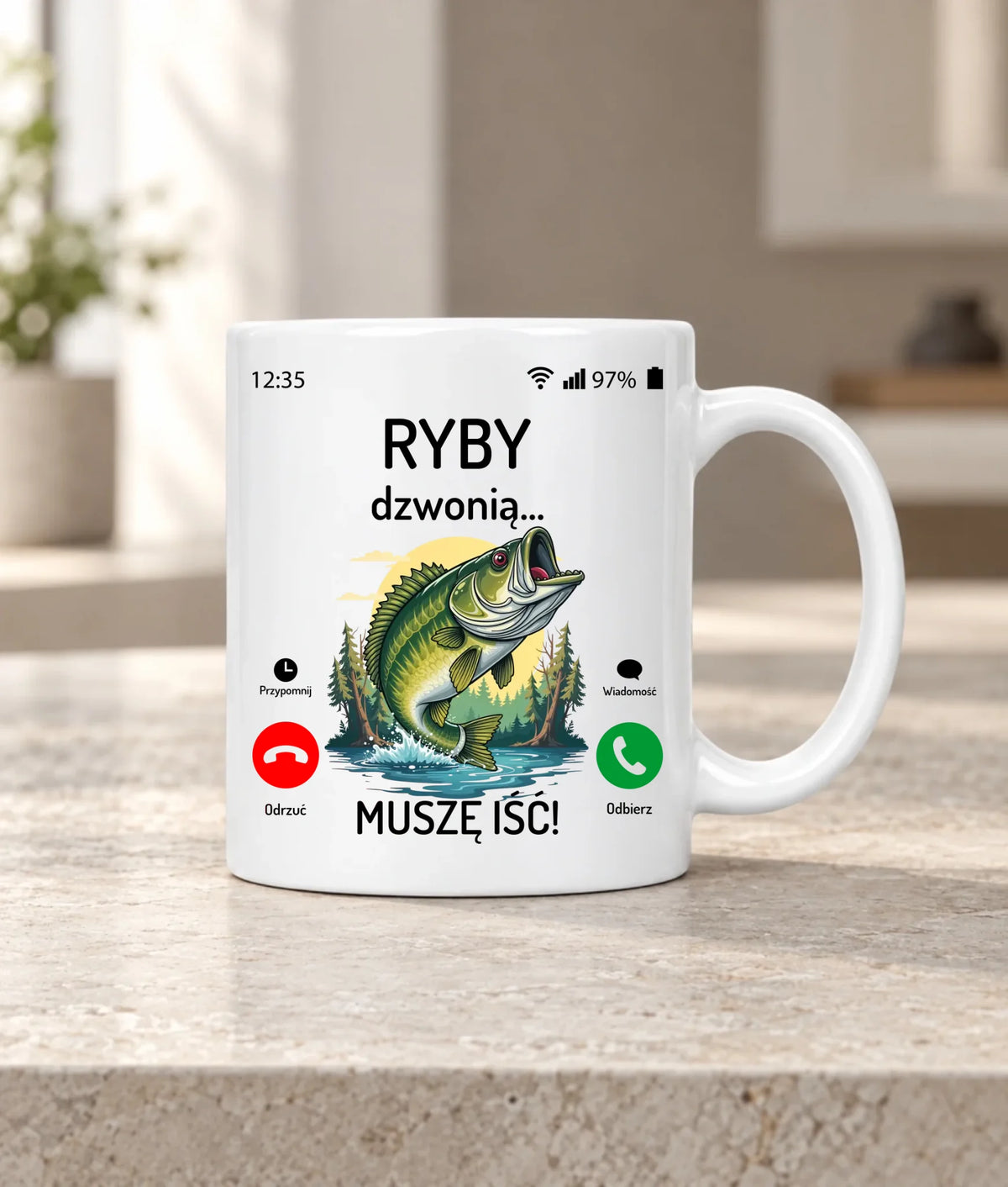 Kubek dla dziadka wędkarza - Ryby dzwonią muszę iść D37