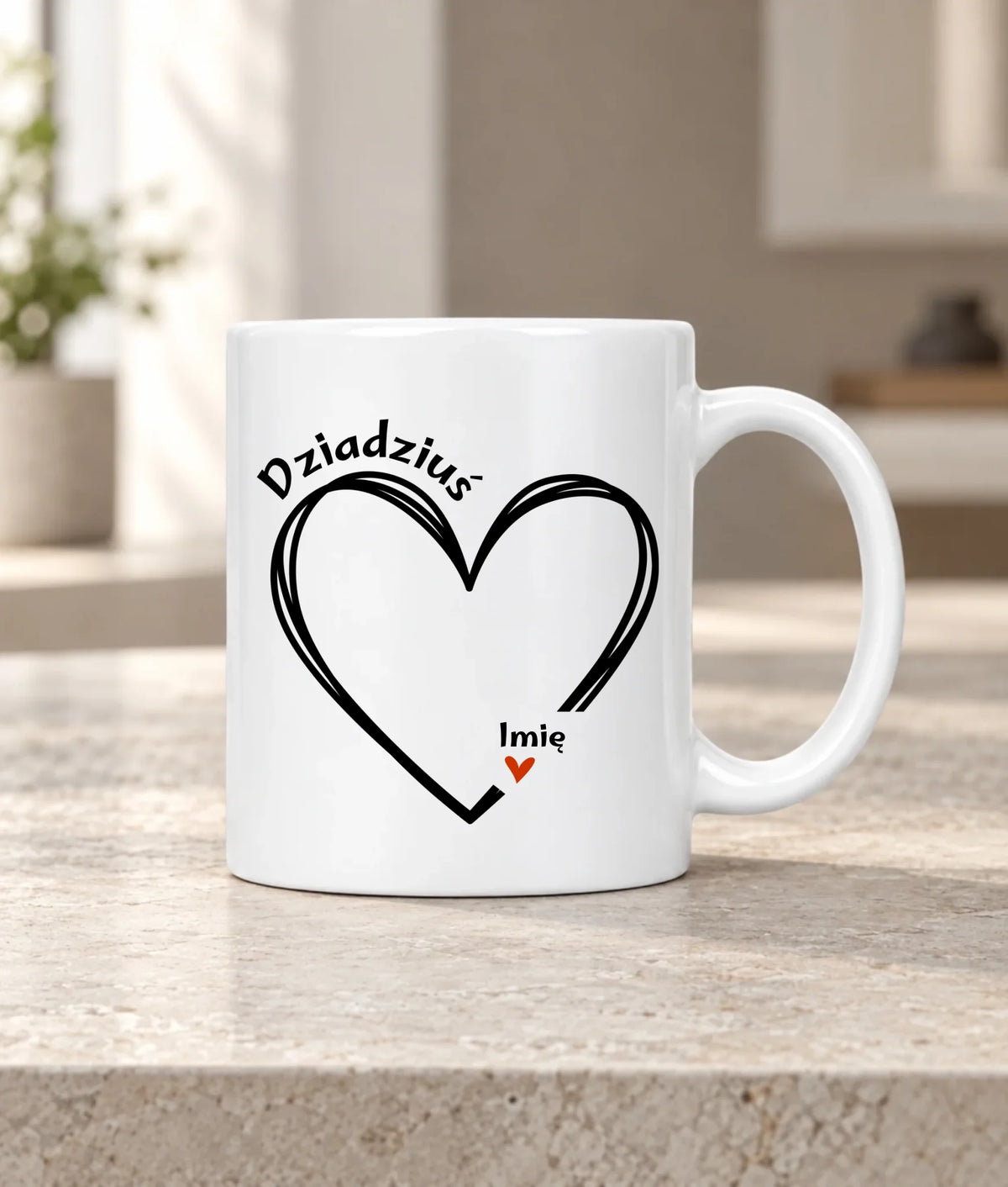 Kubek dla dziadka - Serce z imionami wnuków 1-7 - personalizowany D26
