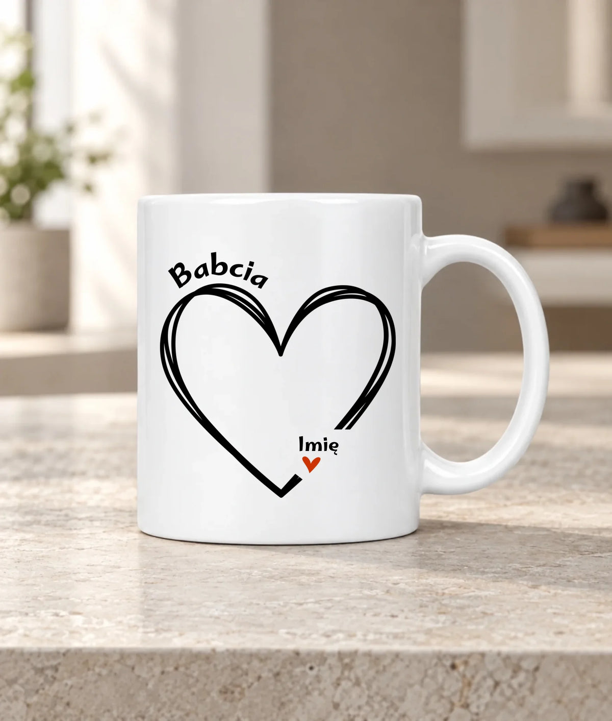 Kubek dla babci - Serce z imionami wnuków 1-7 - personalizowany B26