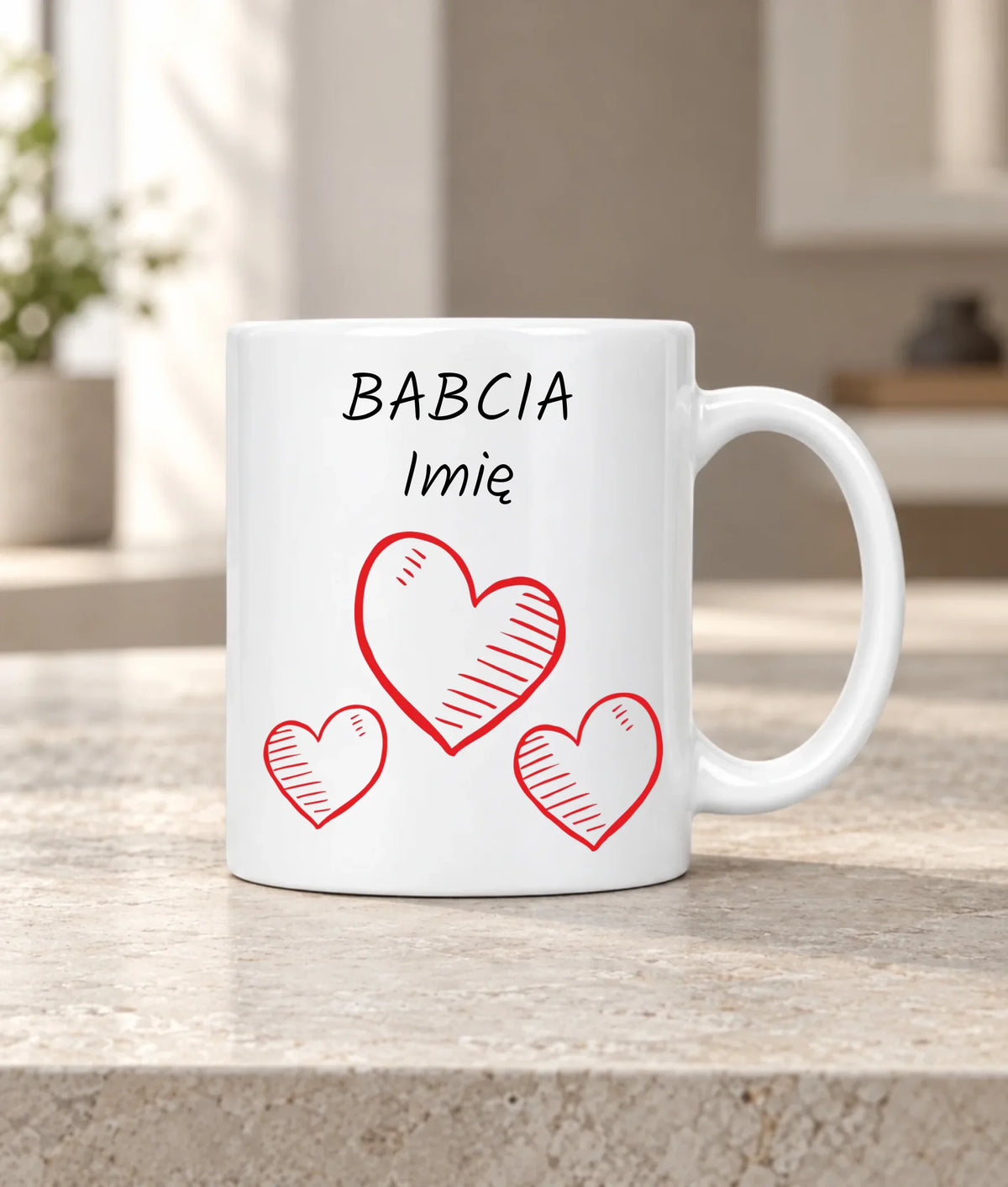 Kubek dla babci - Serca - personalizowany B01