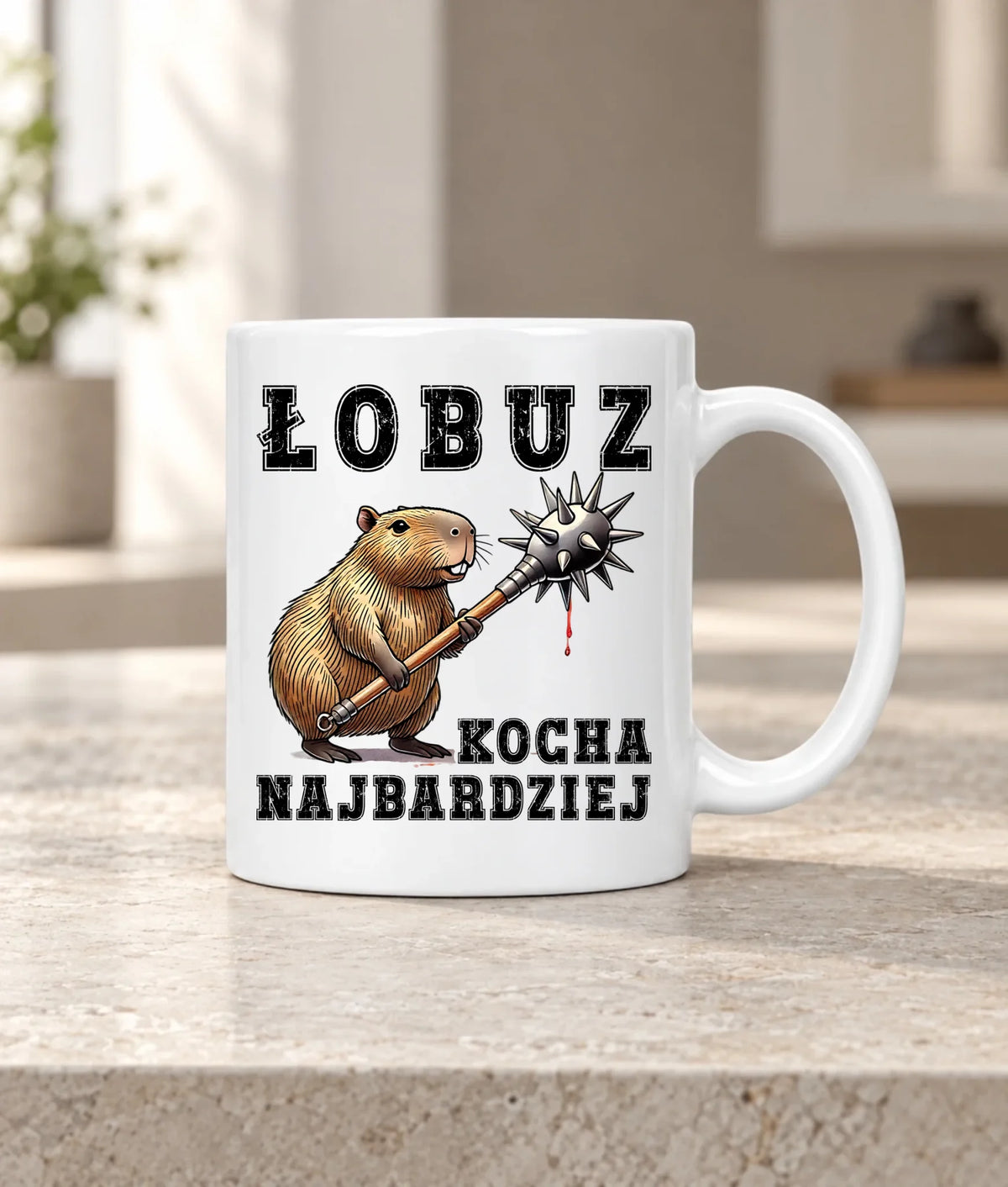 Kubek - prezent dla chłopaka - Łobuz kapibara z maczugą DCH17