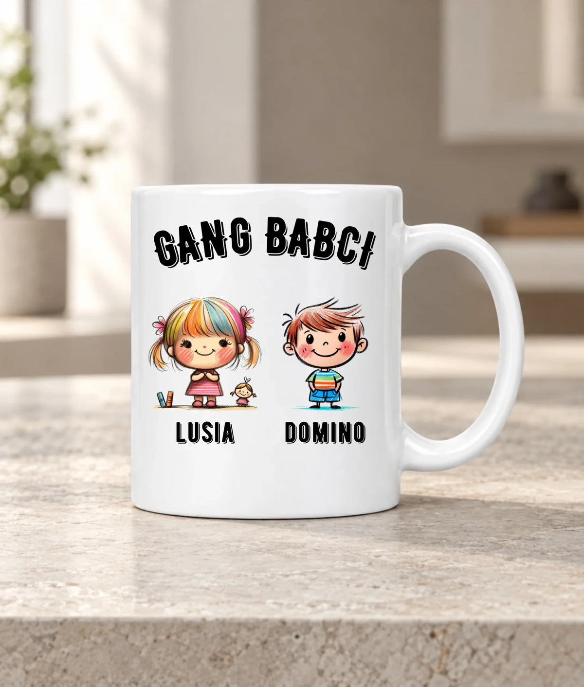 Kubek dla babci - Gang Babci imiona wnuków 2-6 - personalizowany B18