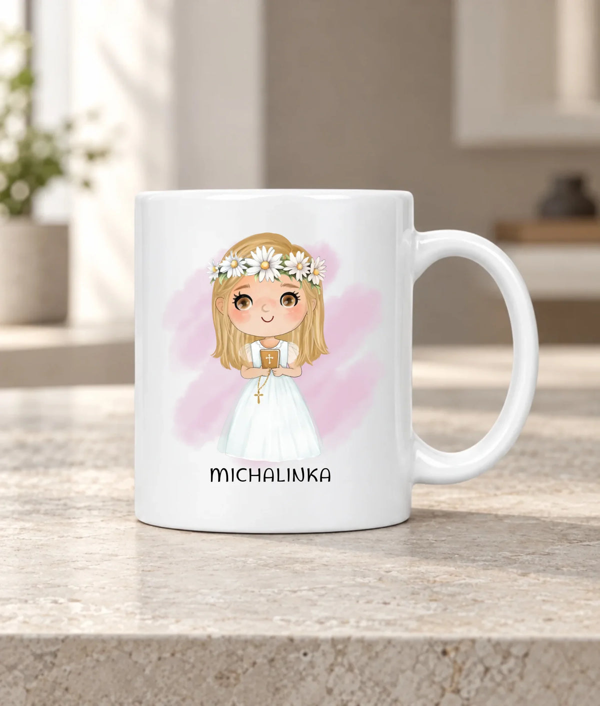 Kubek | Prezent na Pierwszą Komunię Świętą dla dziewczynki - cytat personalizowany PK02