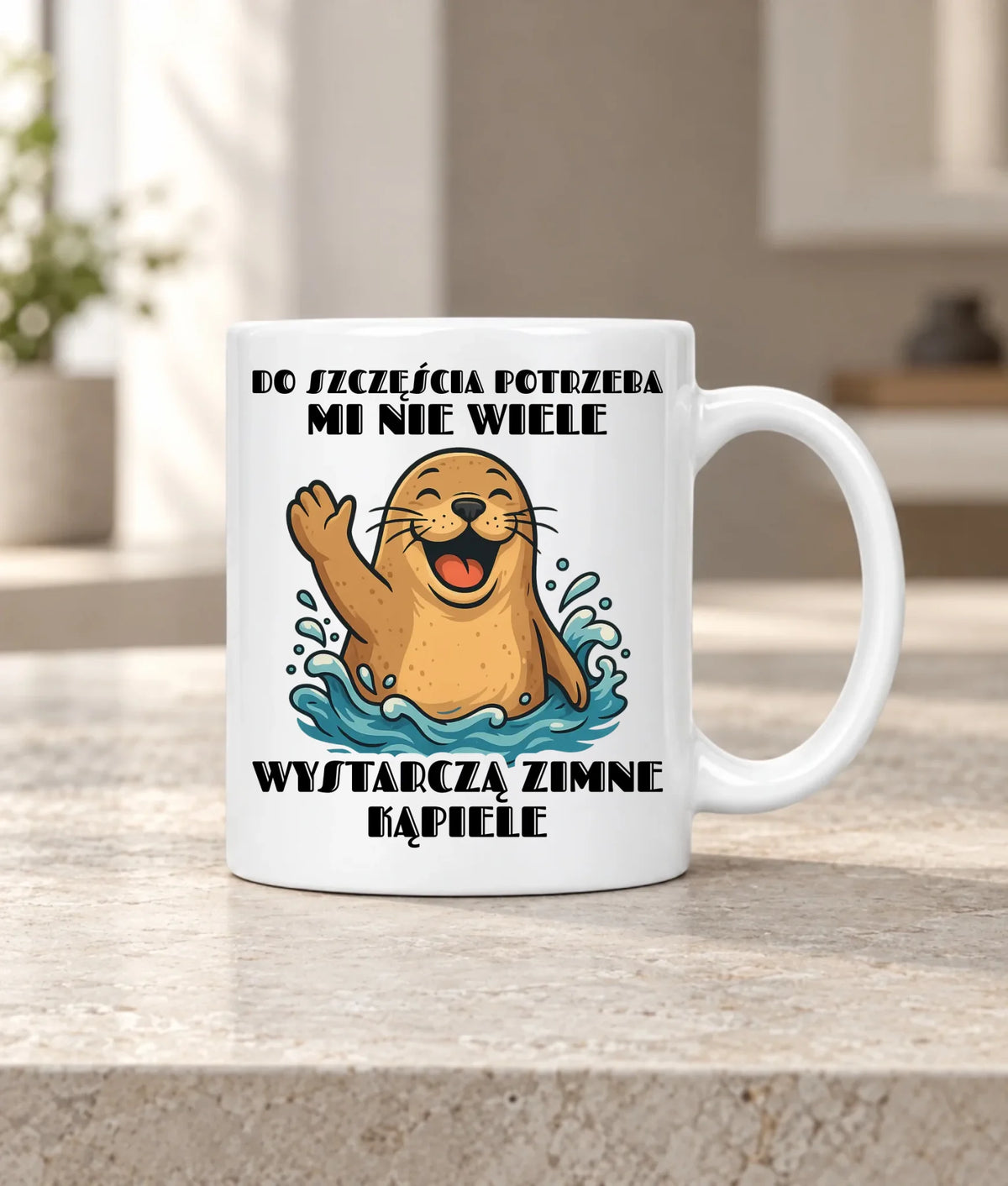 Kubek - prezent dla morsa - Do szczęścia potrzeba mi nie wiele HM06