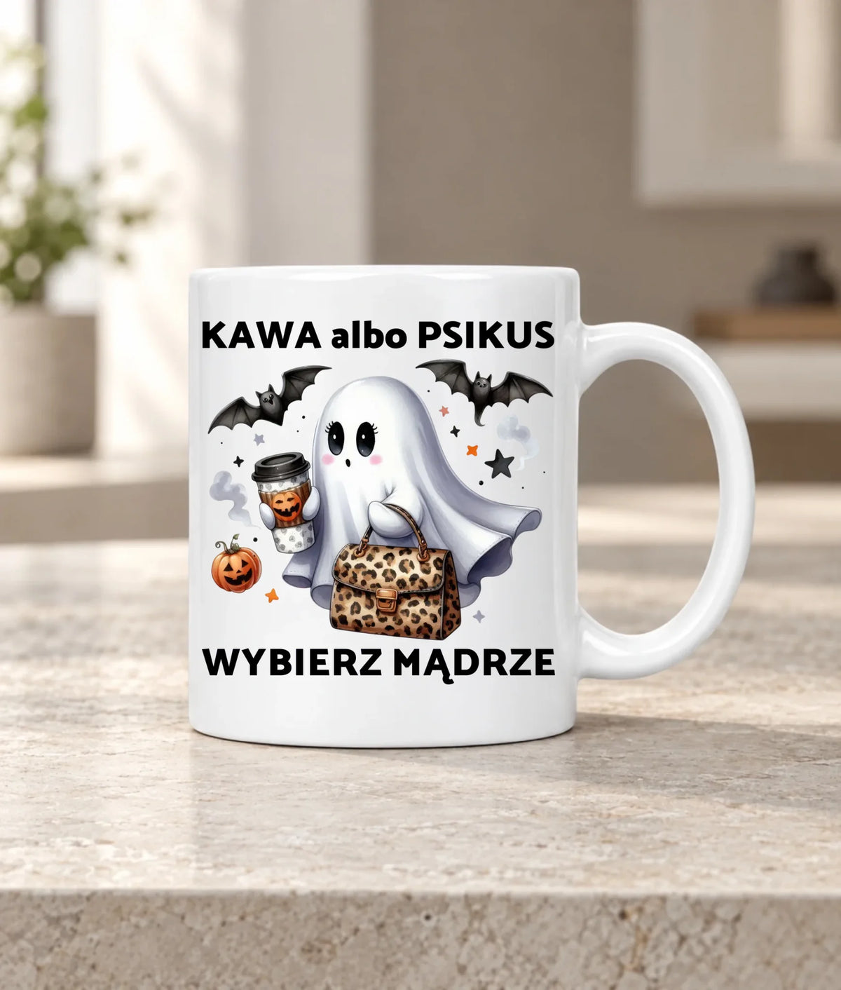 Kubek halloweenowy - Duch - Kawa albo psikus HL07