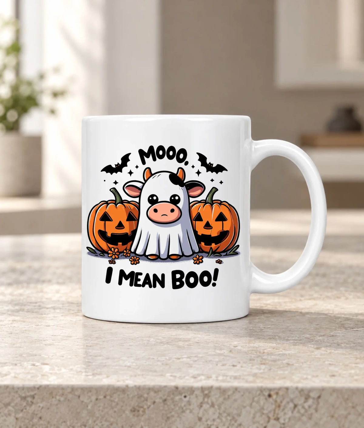 Kubek na Halloween - Mooo I mean Boo! - z dynią i duchem HL14