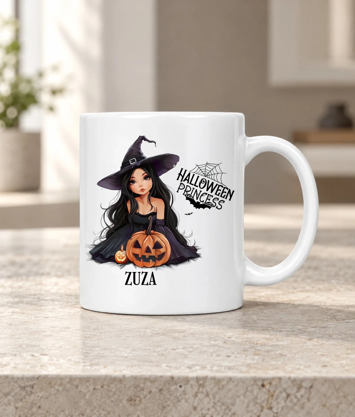 Kubek halloweenowy - Czarownica z dynią - personalizowany HL10