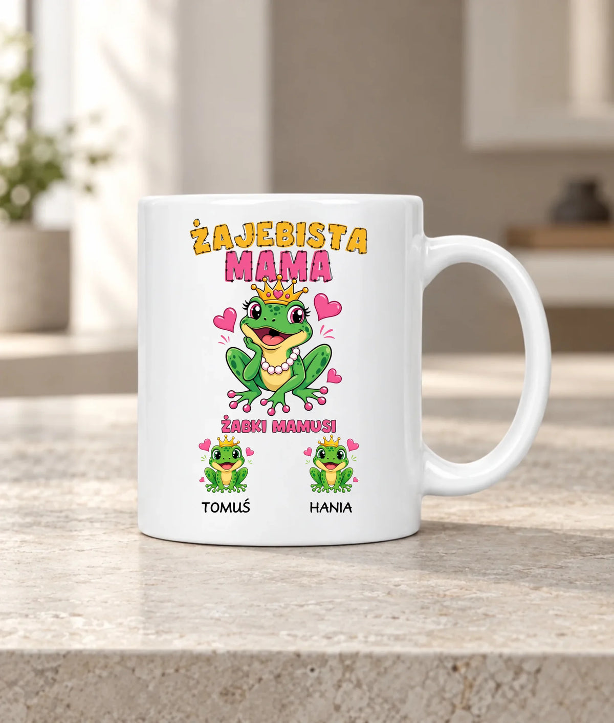 Kubek dla mamy z imionami dzieci - Żabki Mamusi - personalizowany DM54