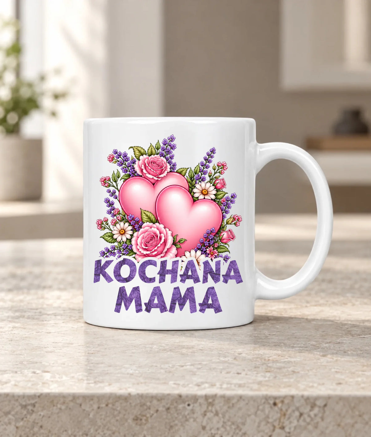 Kubek dla mamy - Kochana Mama bukiet z sercem DM46
