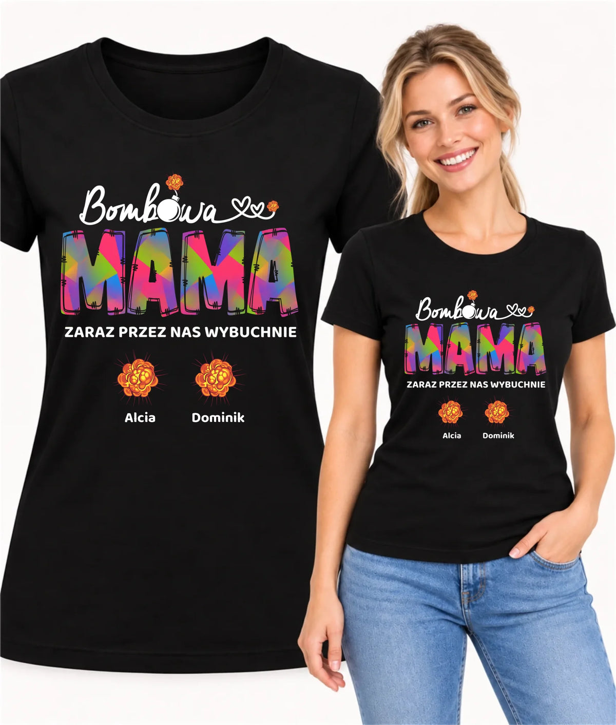 Koszulka dla mamy z imionami dzieci - Bombowa mama - personalizowana DM53