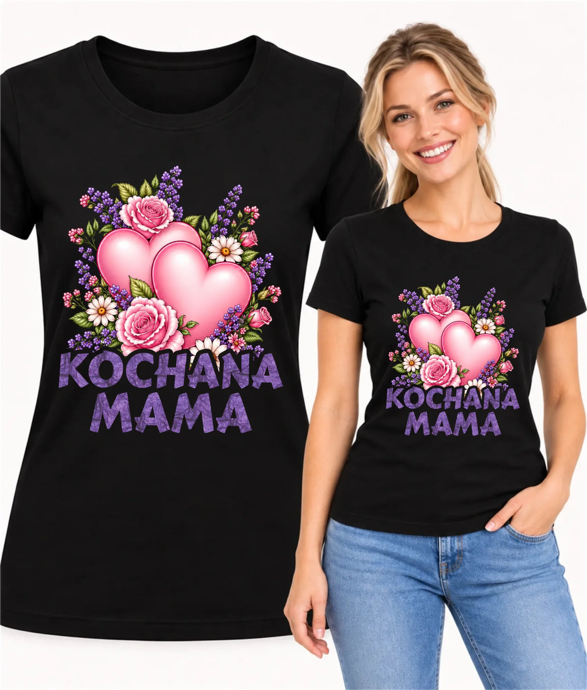 Koszulka dla mamy - Kochana Mama bukiet z sercem DM46