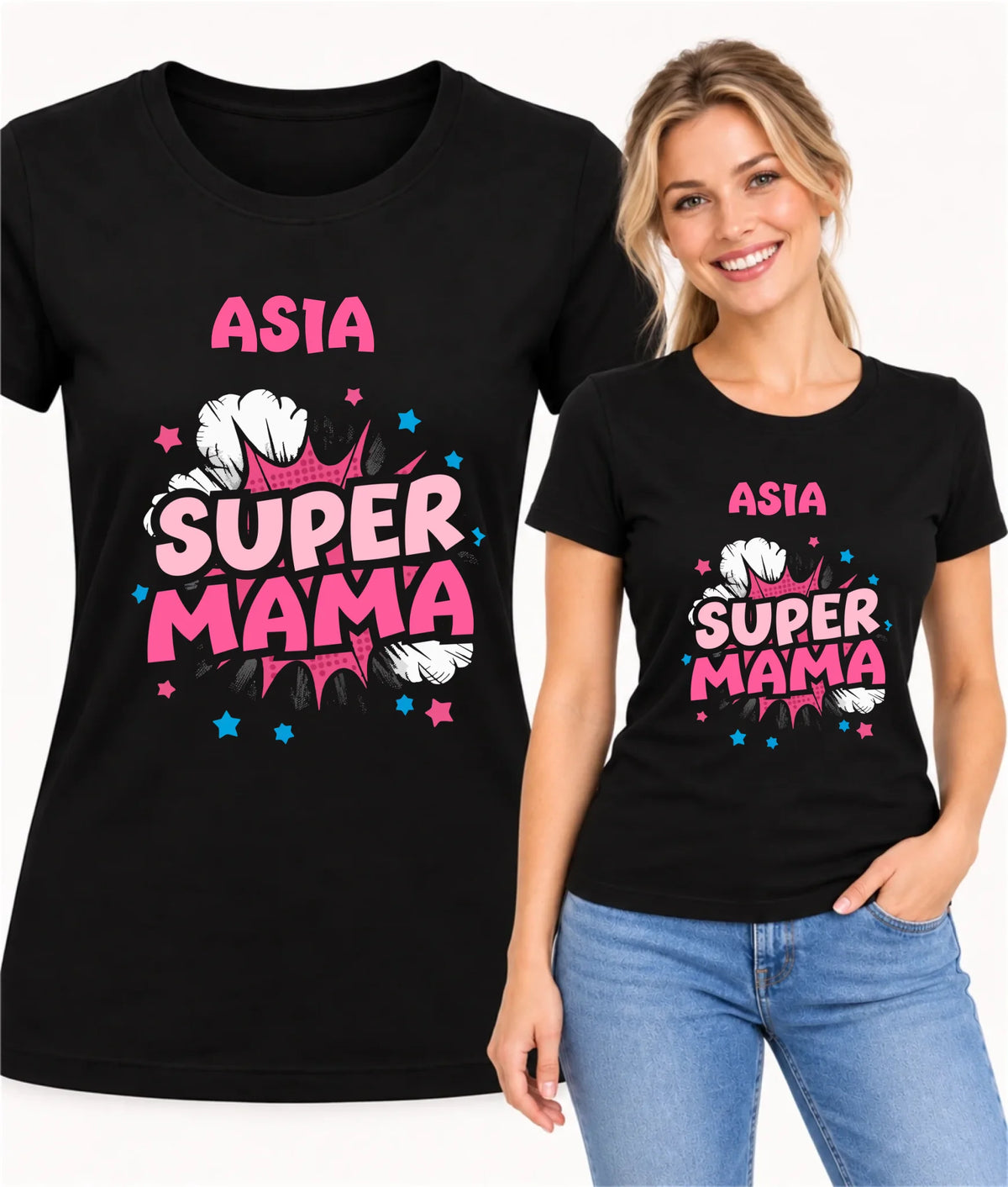 Koszulka dla mamy z imieniem - Super Mama - personalizowana DM24