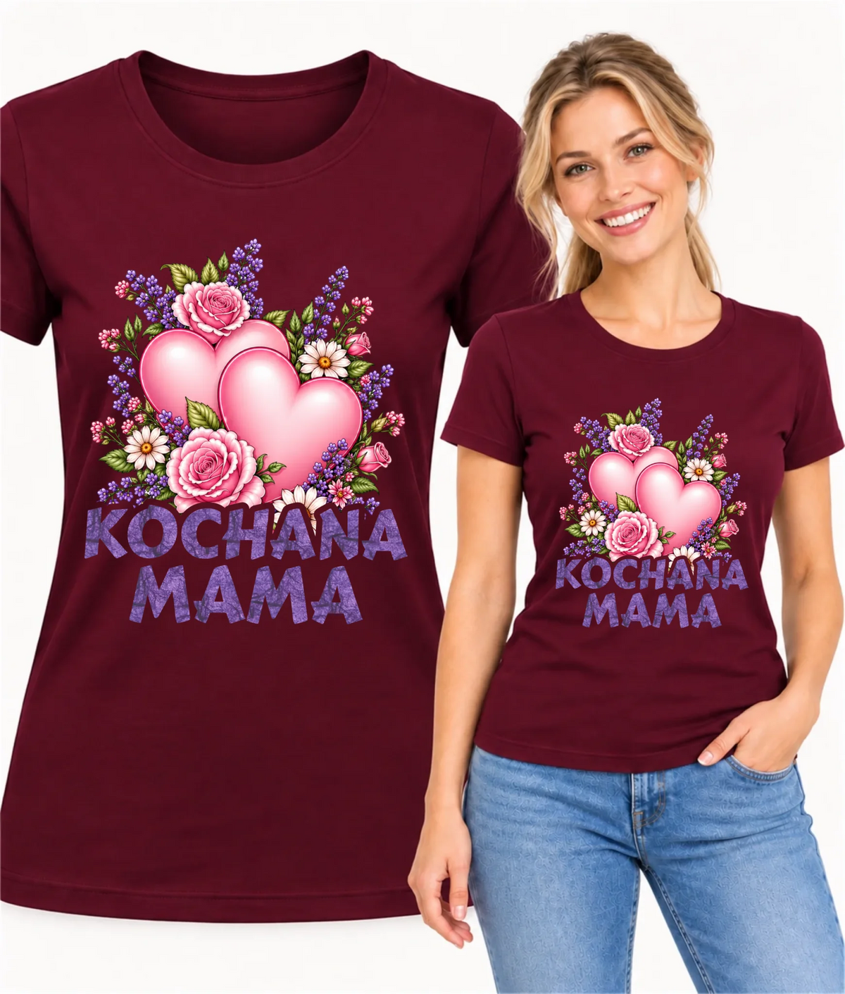 Koszulka dla mamy - Kochana Mama bukiet z sercem DM46