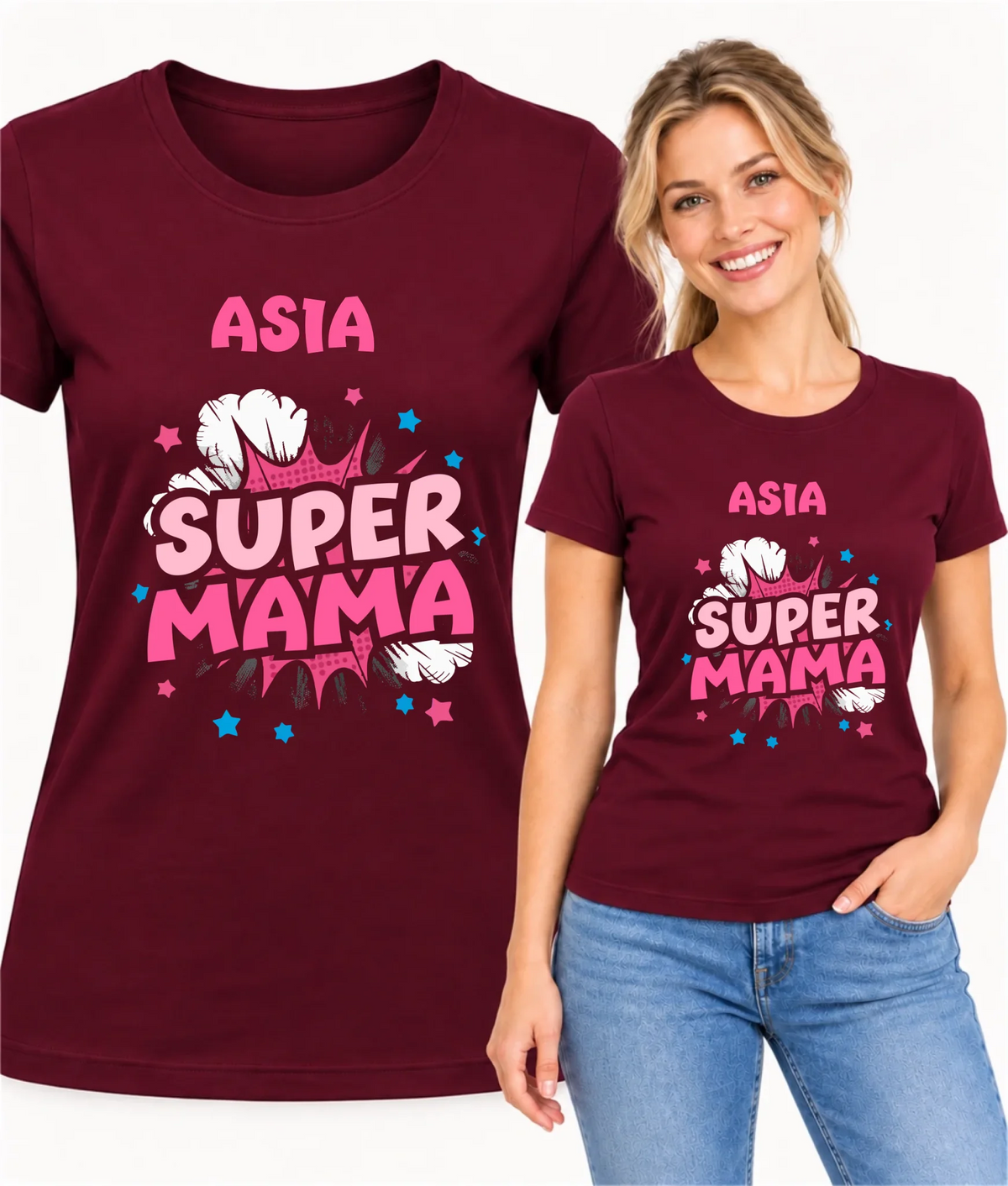 Koszulka dla mamy z imieniem - Super Mama - personalizowana DM24