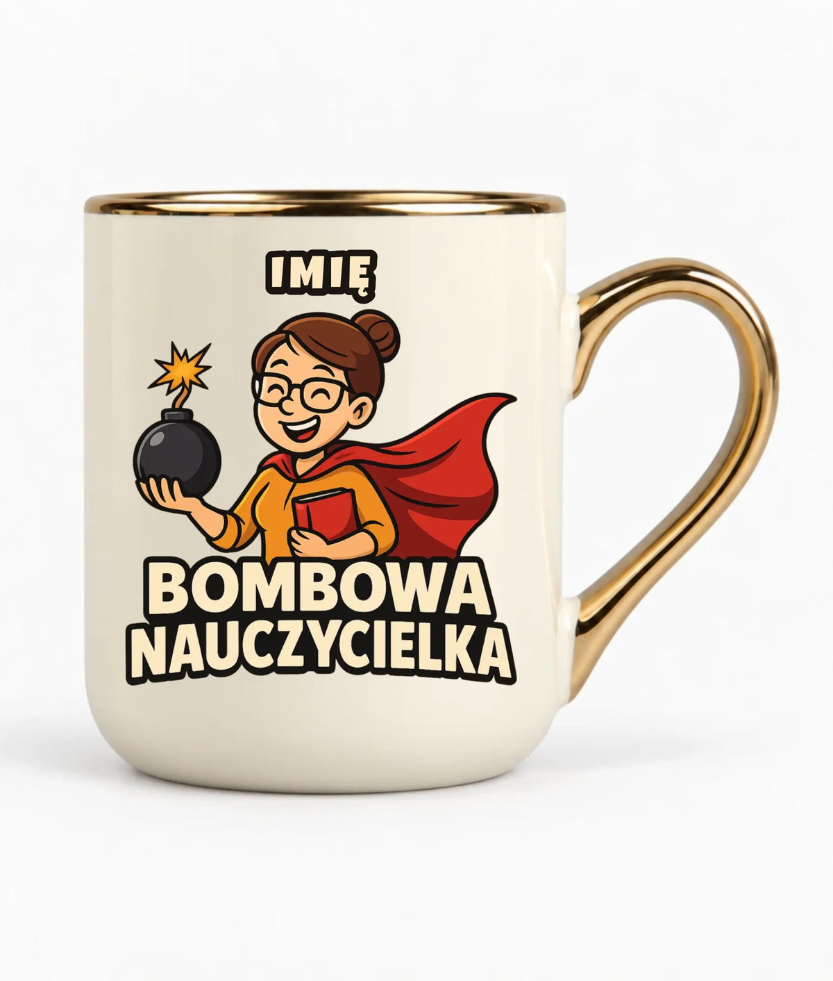 Bombowa nauczycielka | Kubek elegant z imieniem na prezent N25