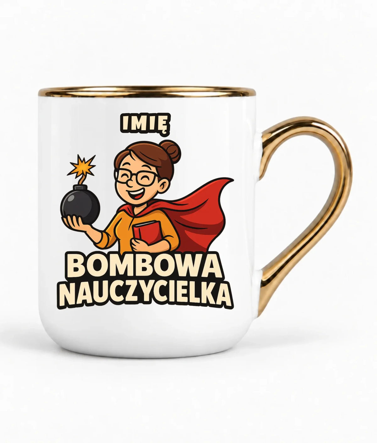 Bombowa nauczycielka | Kubek elegant z imieniem na prezent N25