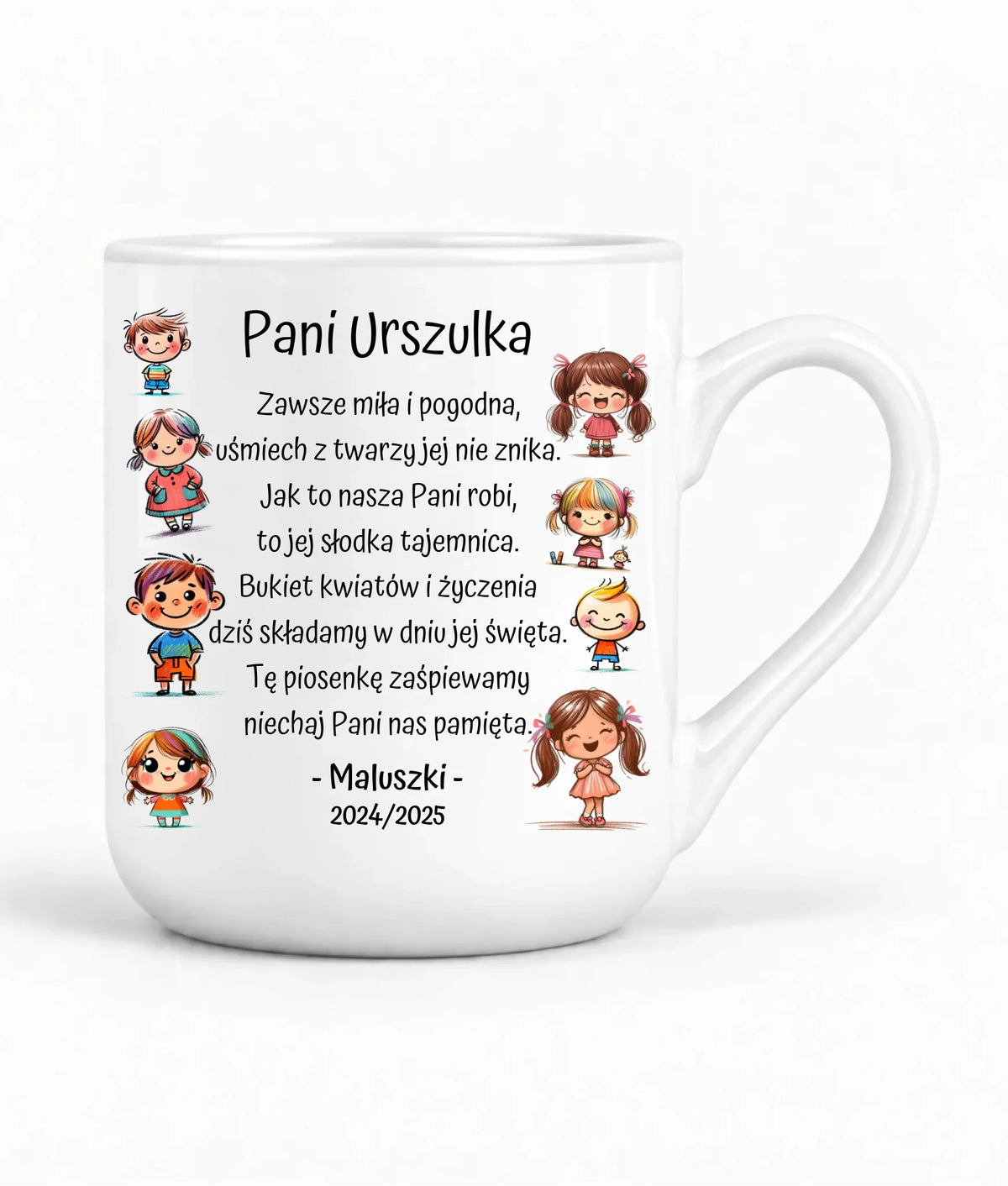 Dzieci z wierszykiem | Personalizowany kubek elegant dla przedszkolanki na prezent N19