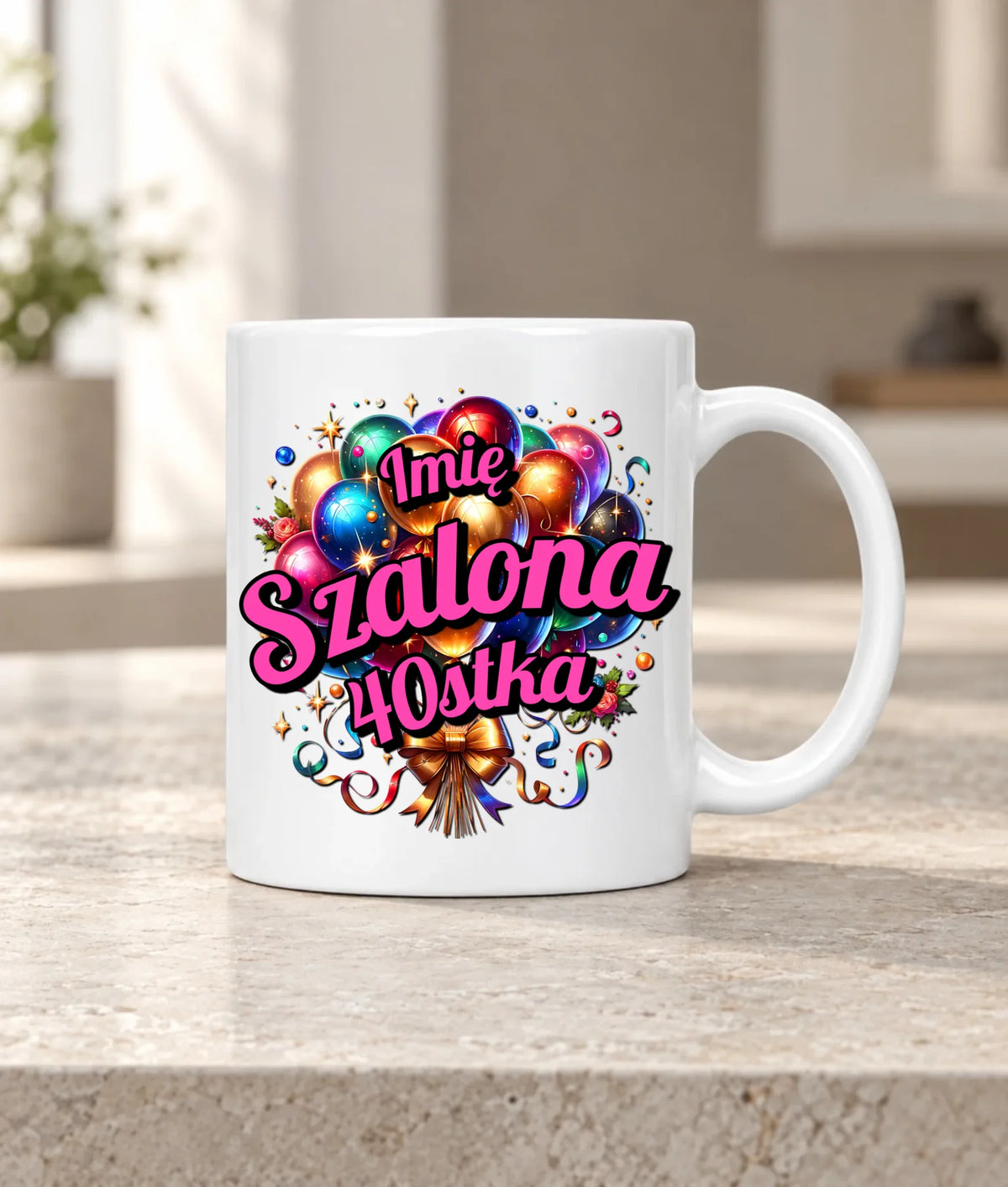 Szalona 40stka - personalizacja | Kubek na urodziny dla niej U14