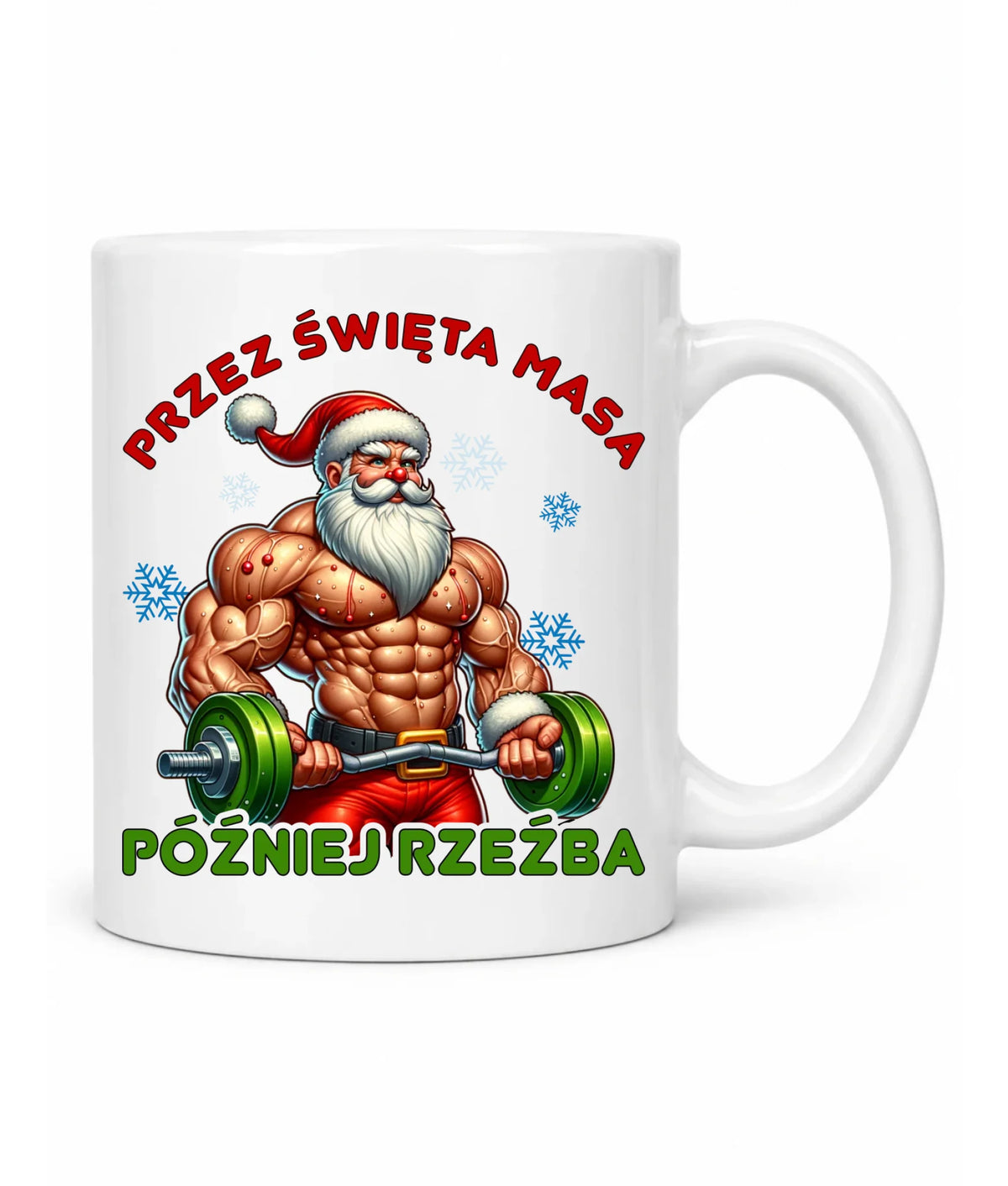 Kubek świąteczny - Mikołaj na siłowni - Przez święta masa, później rzeźba BN139