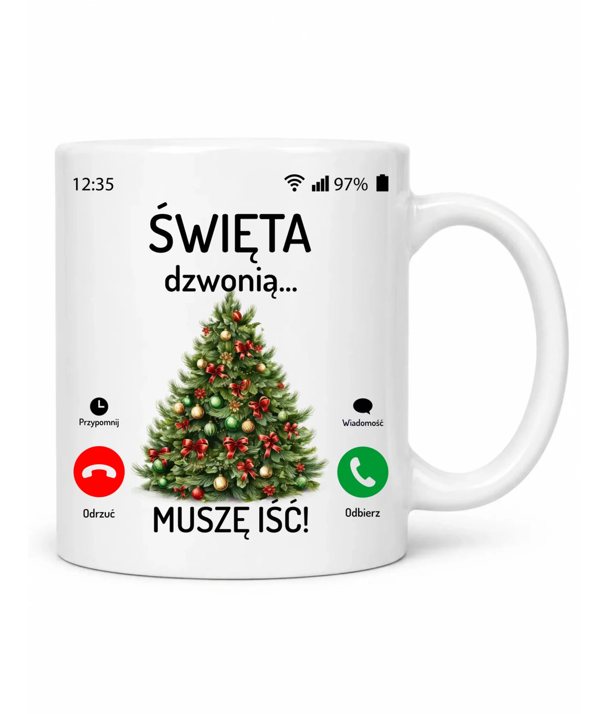 Kubek świąteczny - Choinka Święta dzwonią muszę iść BN124