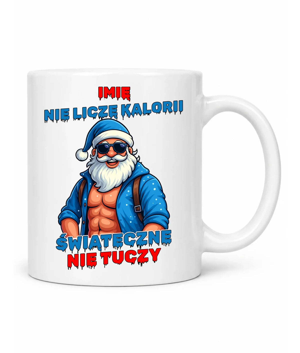 Kubek świąteczny z Mikołajem - Świąteczne nie tuczy - personalizowany BN118