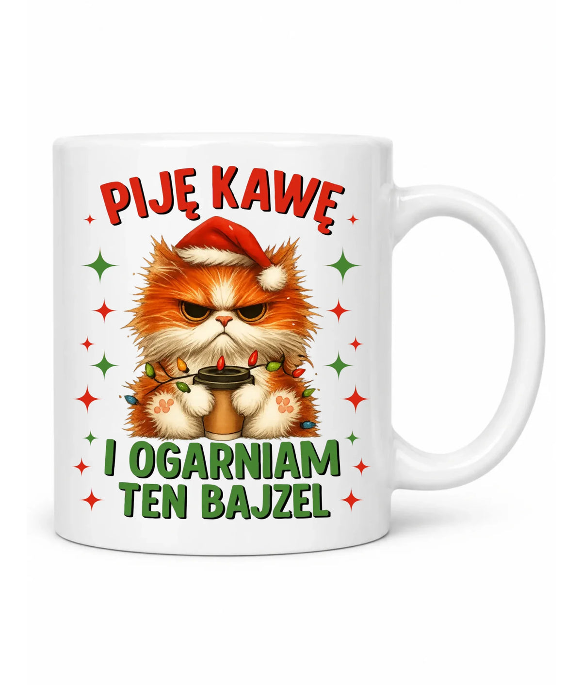 Kubek świąteczny - Kot Piję kawę i ogarniam ten bajzel BN39