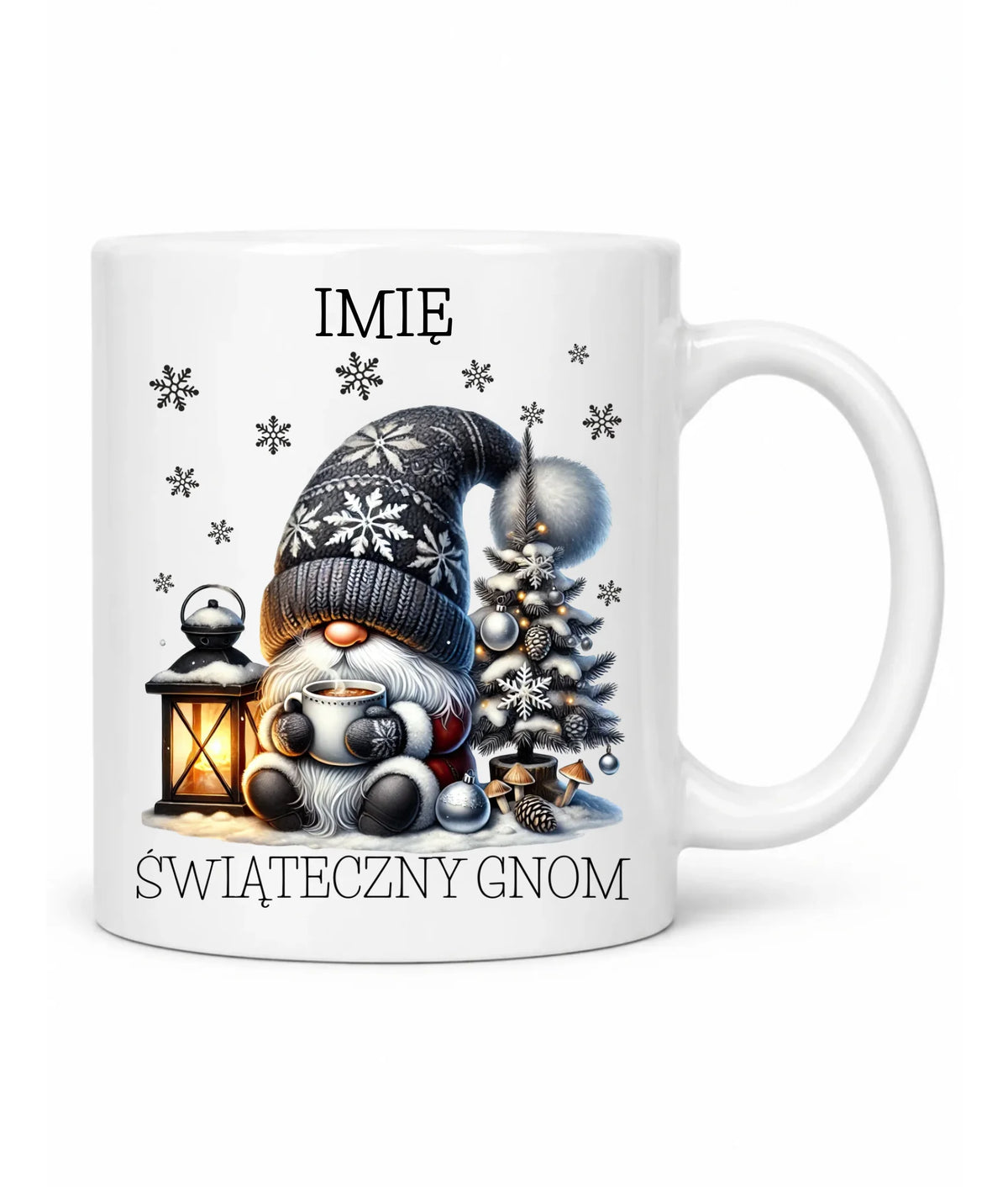 Kubek świąteczny - Gnom z czekoladą - personalizowany BN41