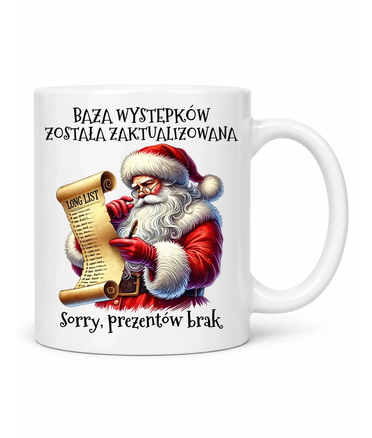 Kubek świąteczny z Mikołajem - Prezentów brak BN07